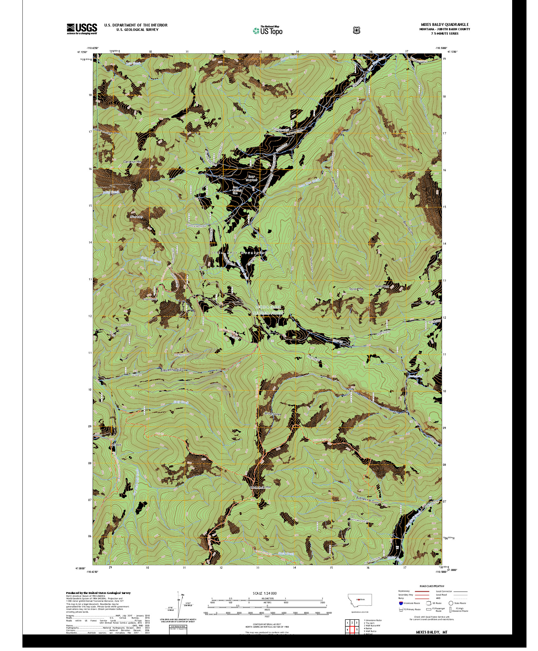 US TOPO 7.5-MINUTE MAP FOR MIXES BALDY, MT