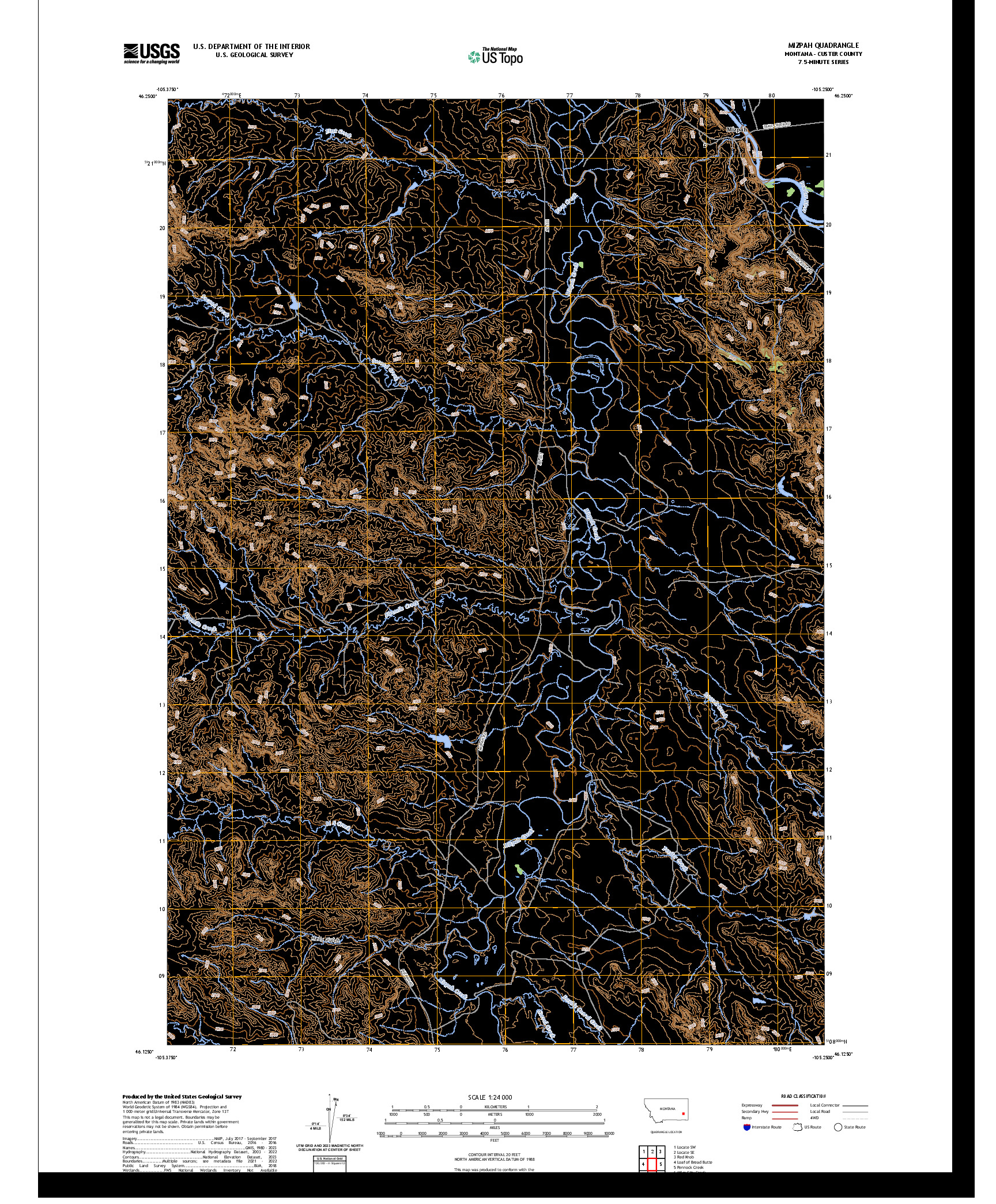 US TOPO 7.5-MINUTE MAP FOR MIZPAH, MT