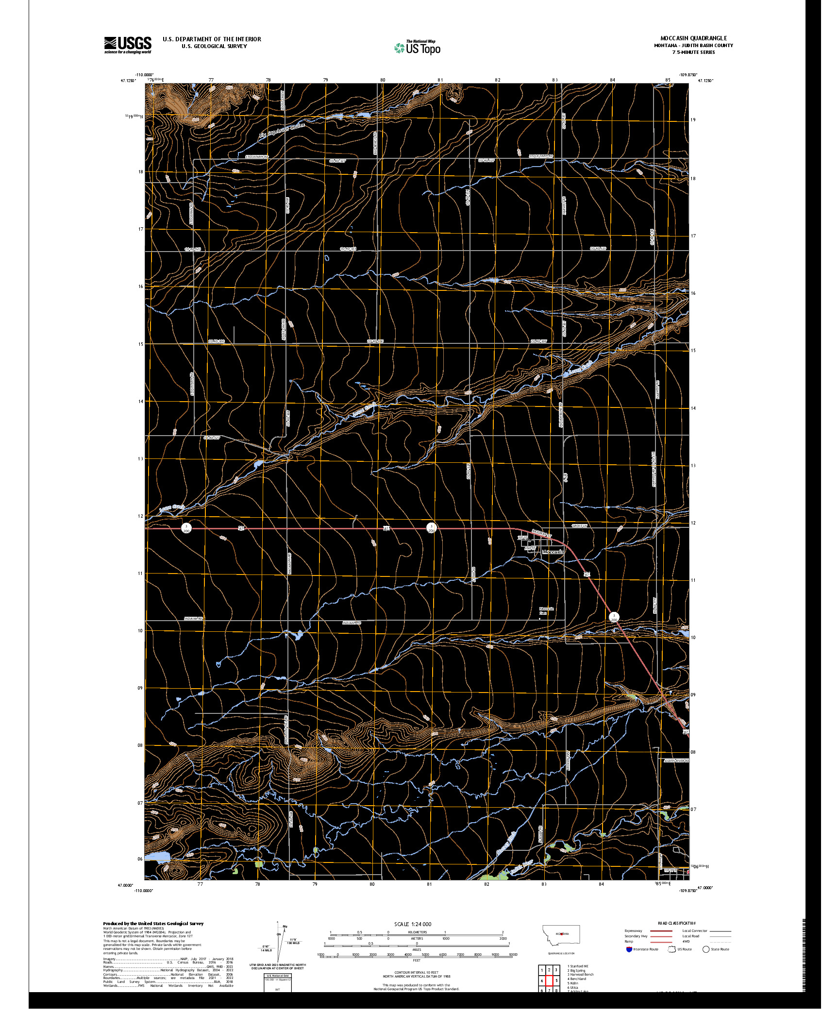 US TOPO 7.5-MINUTE MAP FOR MOCCASIN, MT