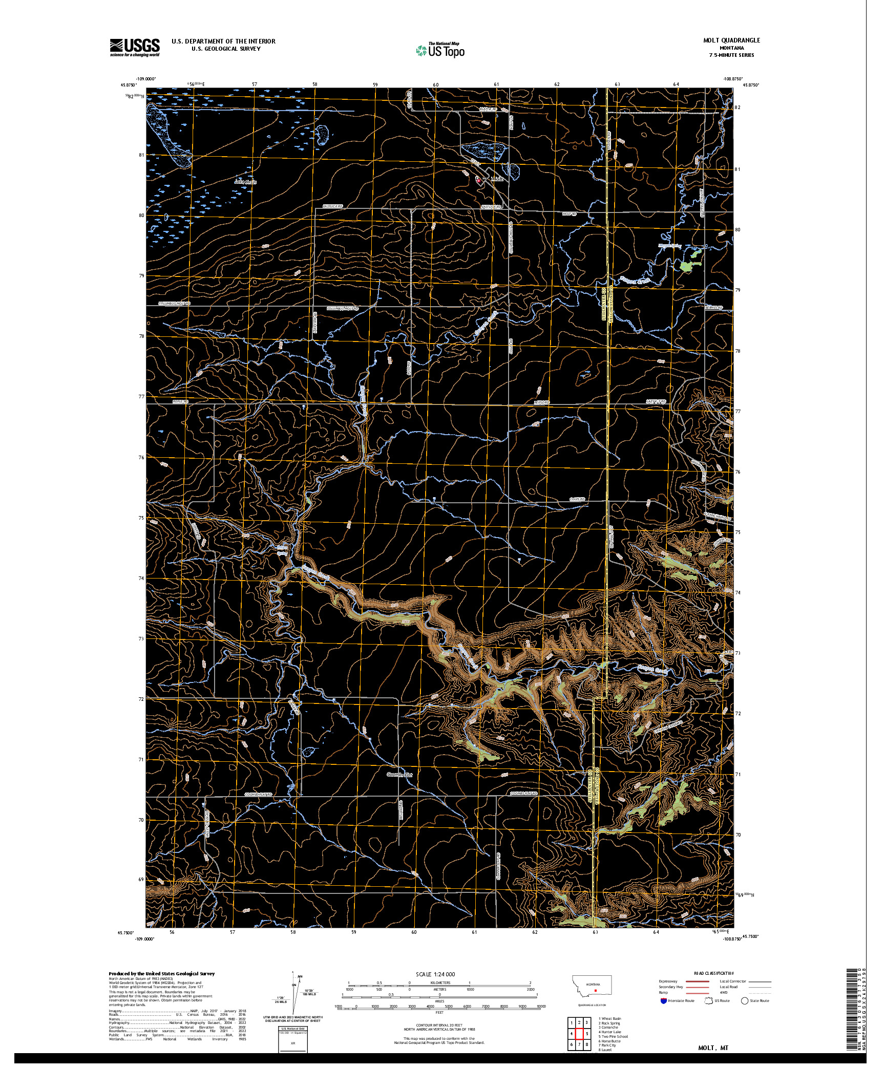 US TOPO 7.5-MINUTE MAP FOR MOLT, MT