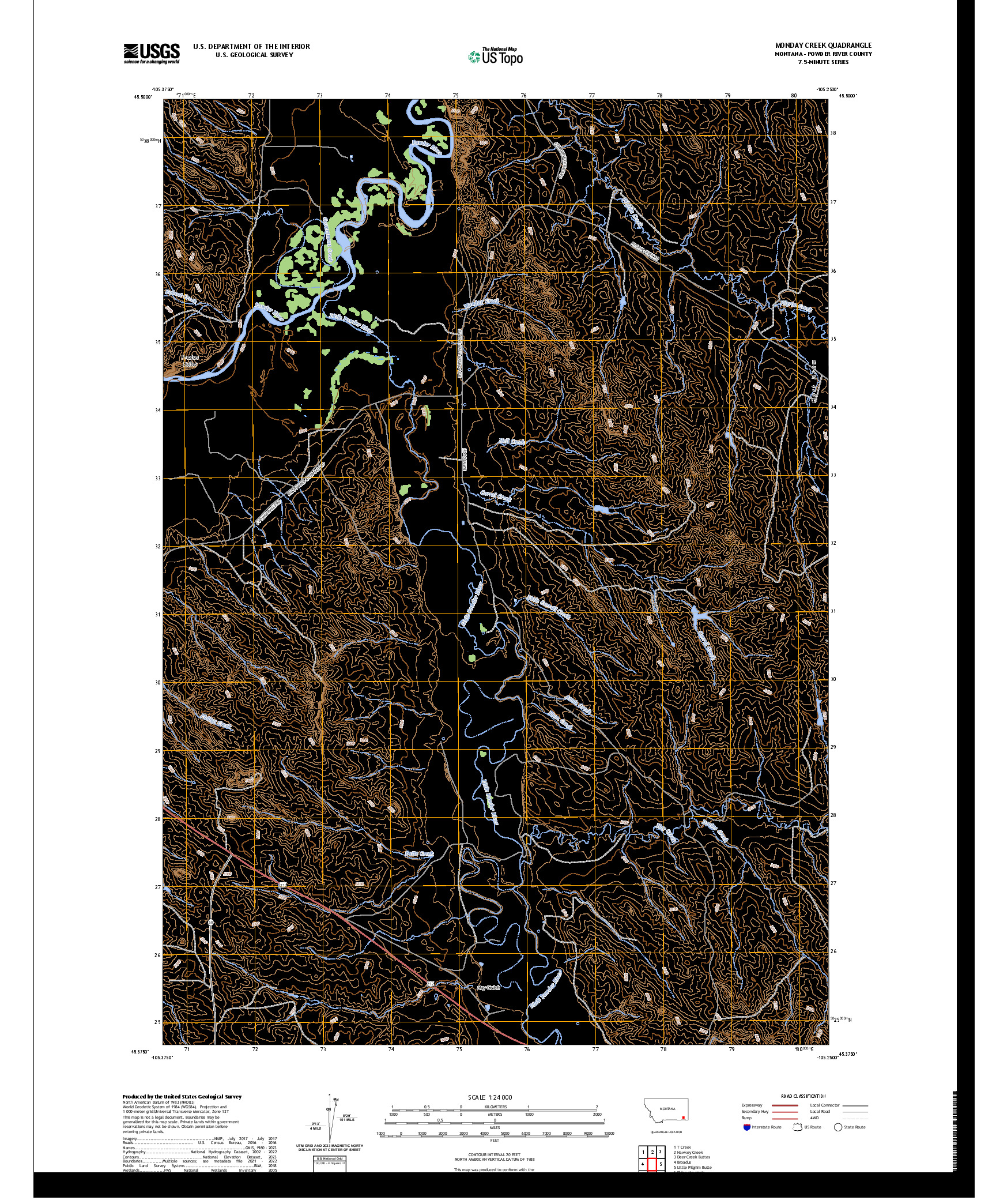 US TOPO 7.5-MINUTE MAP FOR MONDAY CREEK, MT