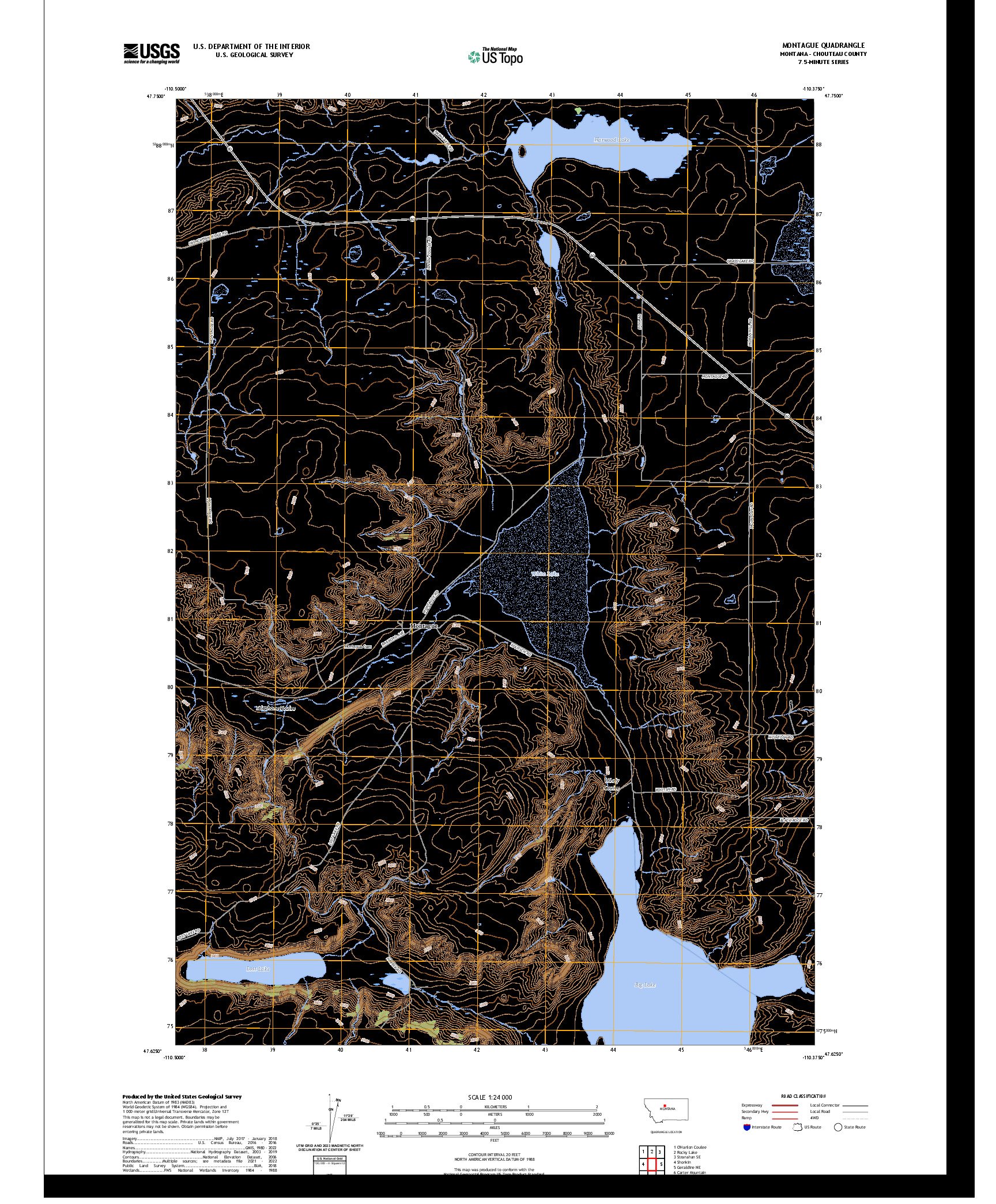 US TOPO 7.5-MINUTE MAP FOR MONTAGUE, MT