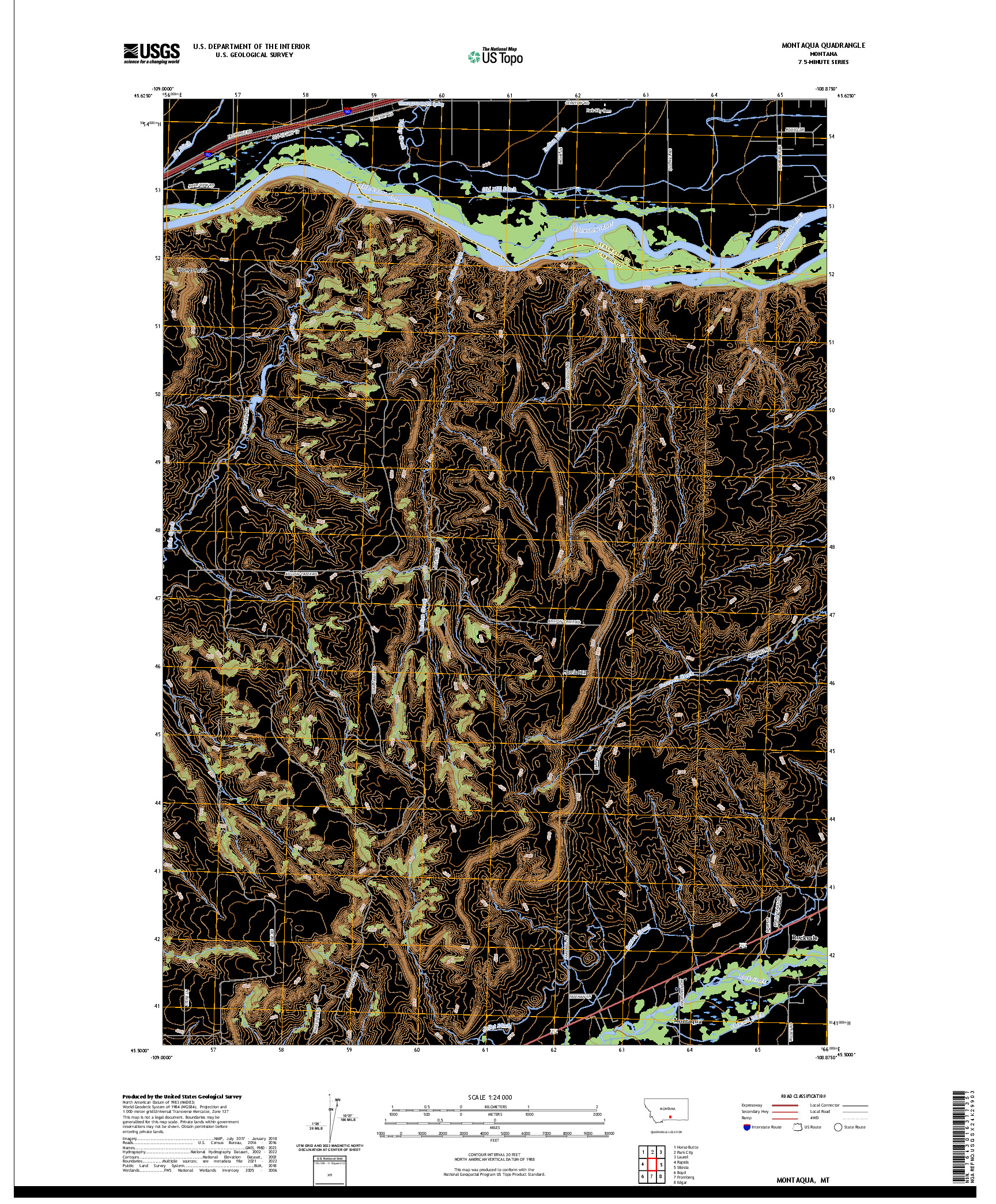 US TOPO 7.5-MINUTE MAP FOR MONTAQUA, MT