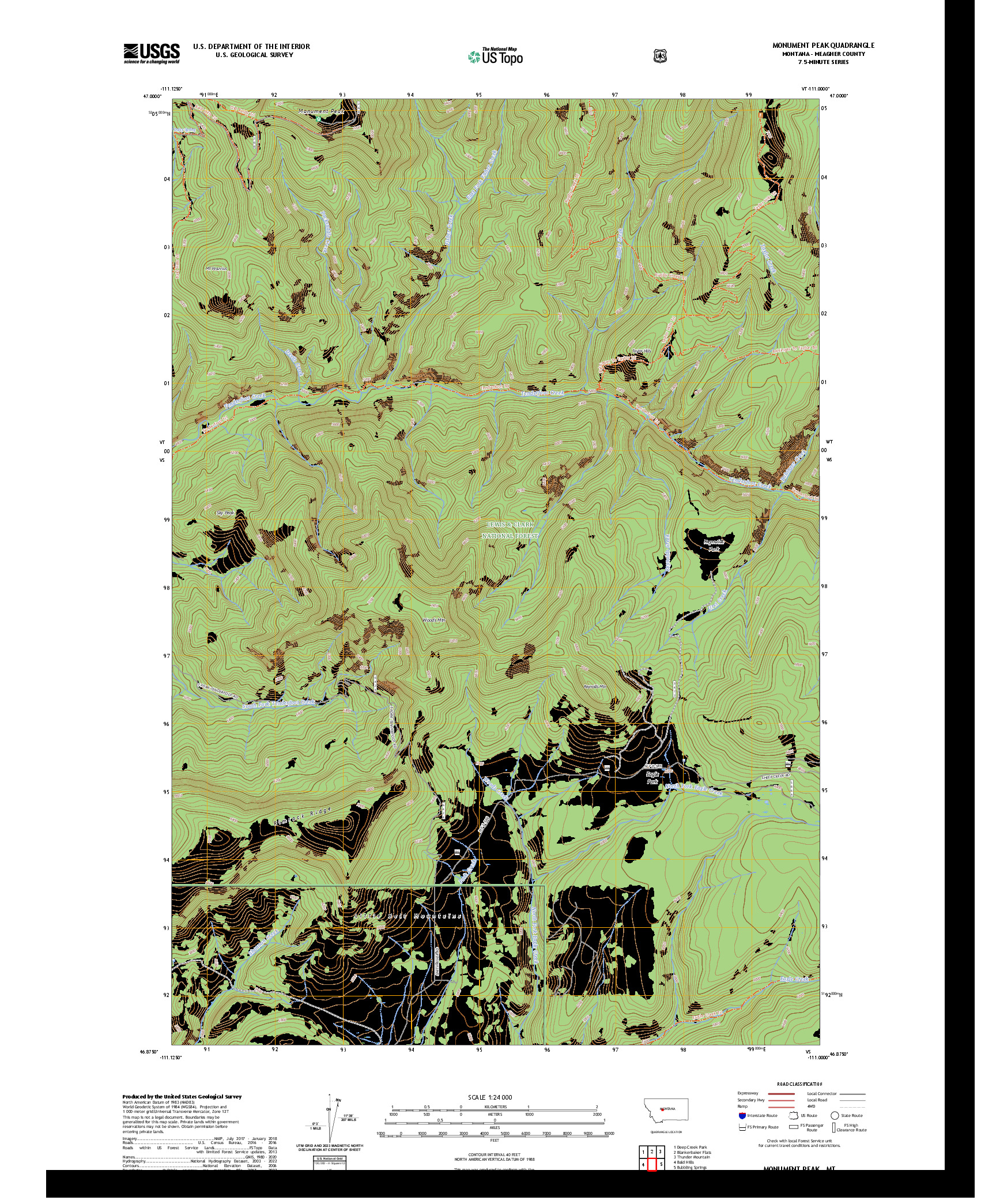 US TOPO 7.5-MINUTE MAP FOR MONUMENT PEAK, MT
