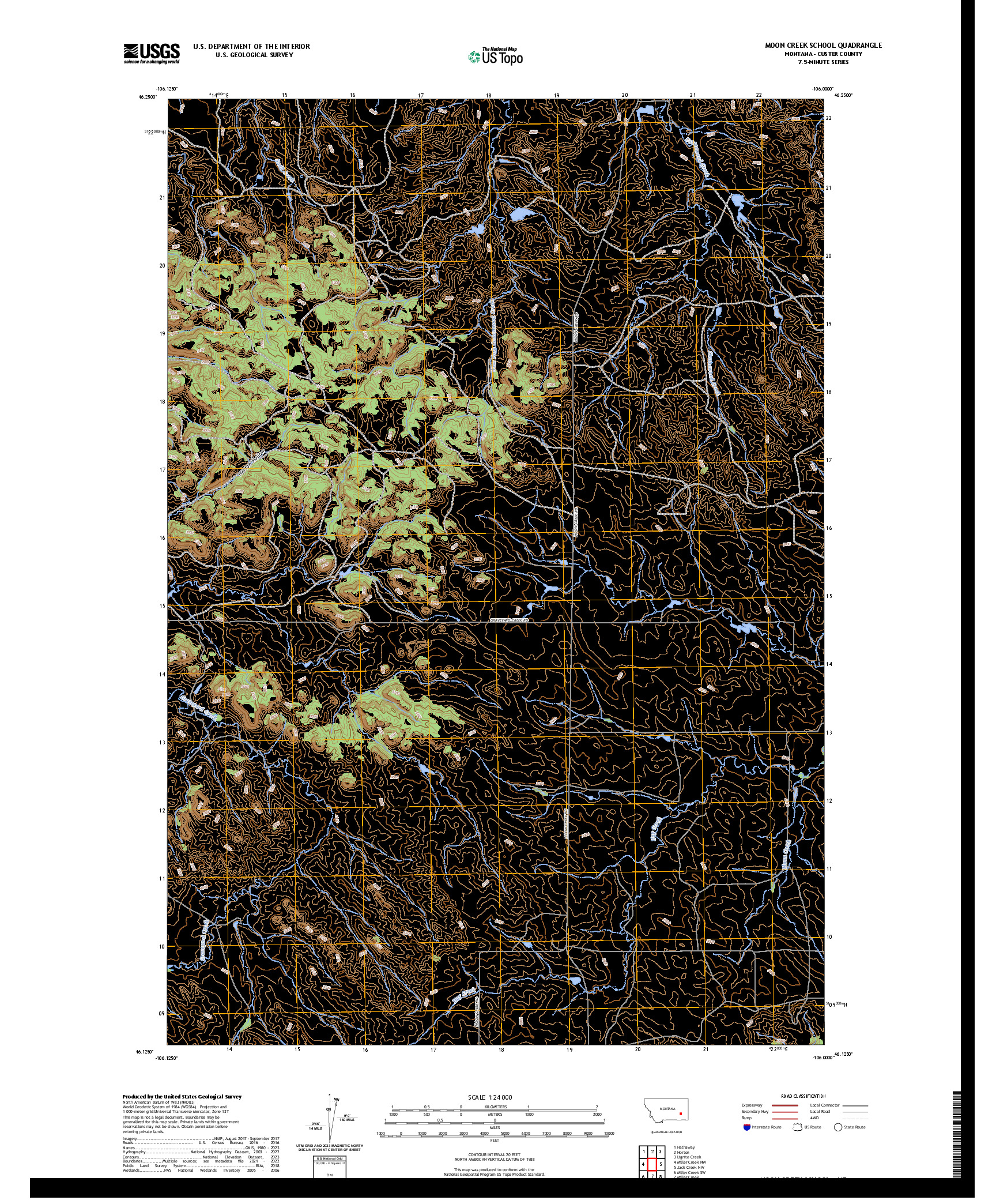 US TOPO 7.5-MINUTE MAP FOR MOON CREEK SCHOOL, MT