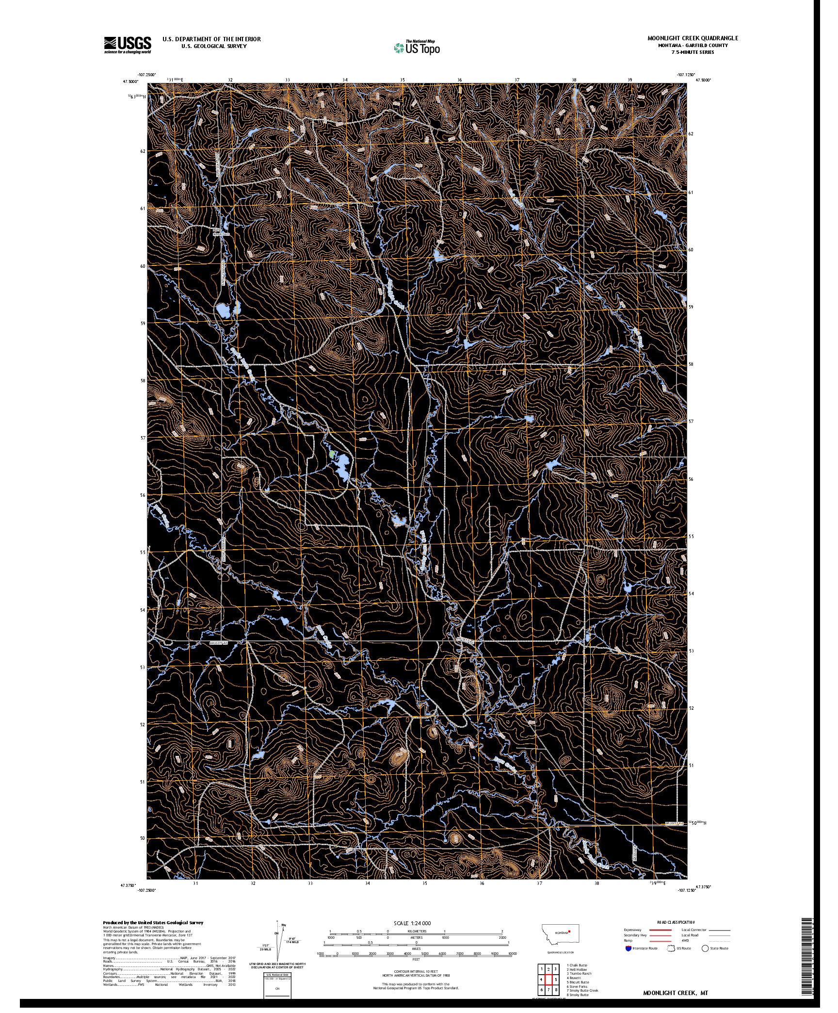 US TOPO 7.5-MINUTE MAP FOR MOONLIGHT CREEK, MT
