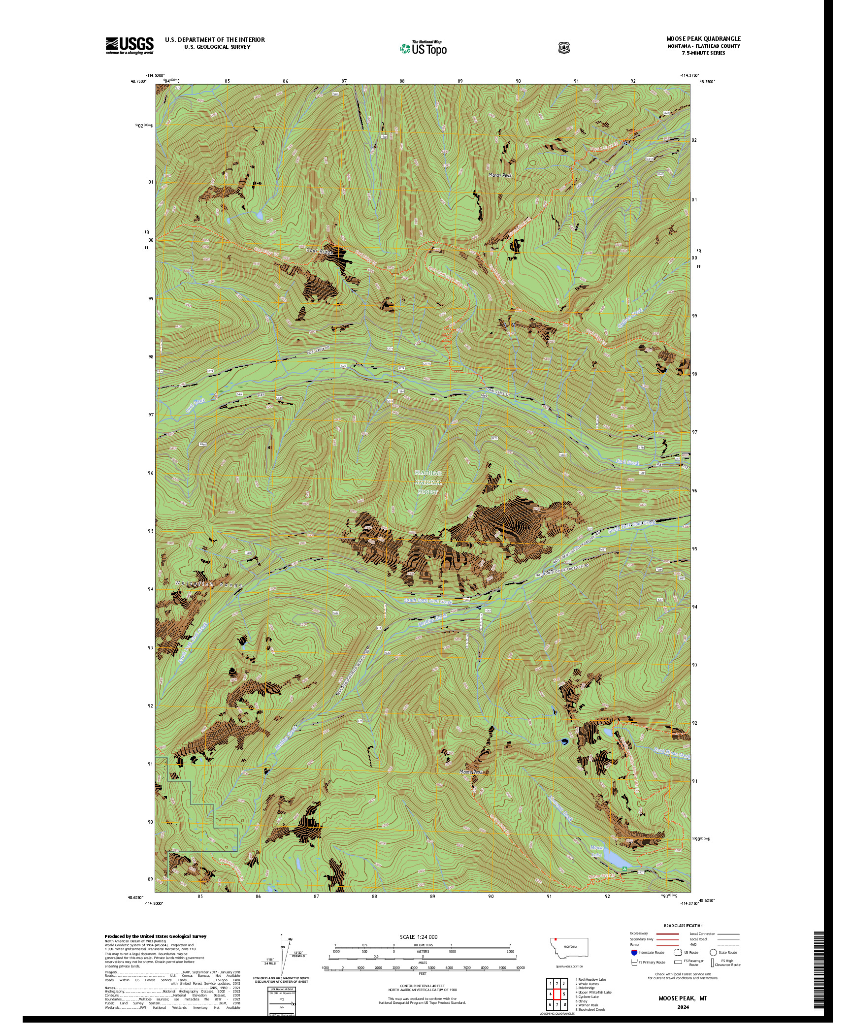 US TOPO 7.5-MINUTE MAP FOR MOOSE PEAK, MT