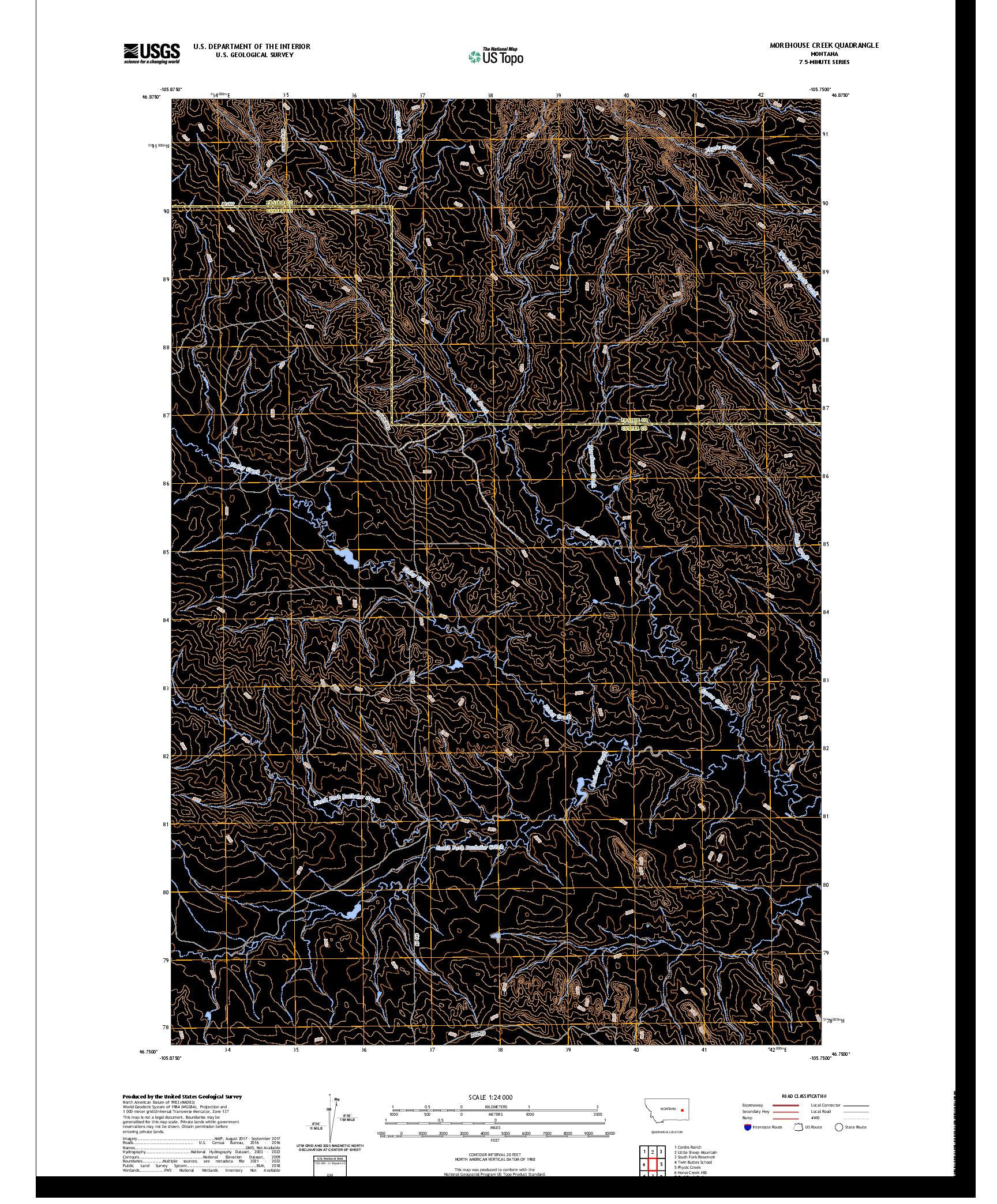 US TOPO 7.5-MINUTE MAP FOR MOREHOUSE CREEK, MT