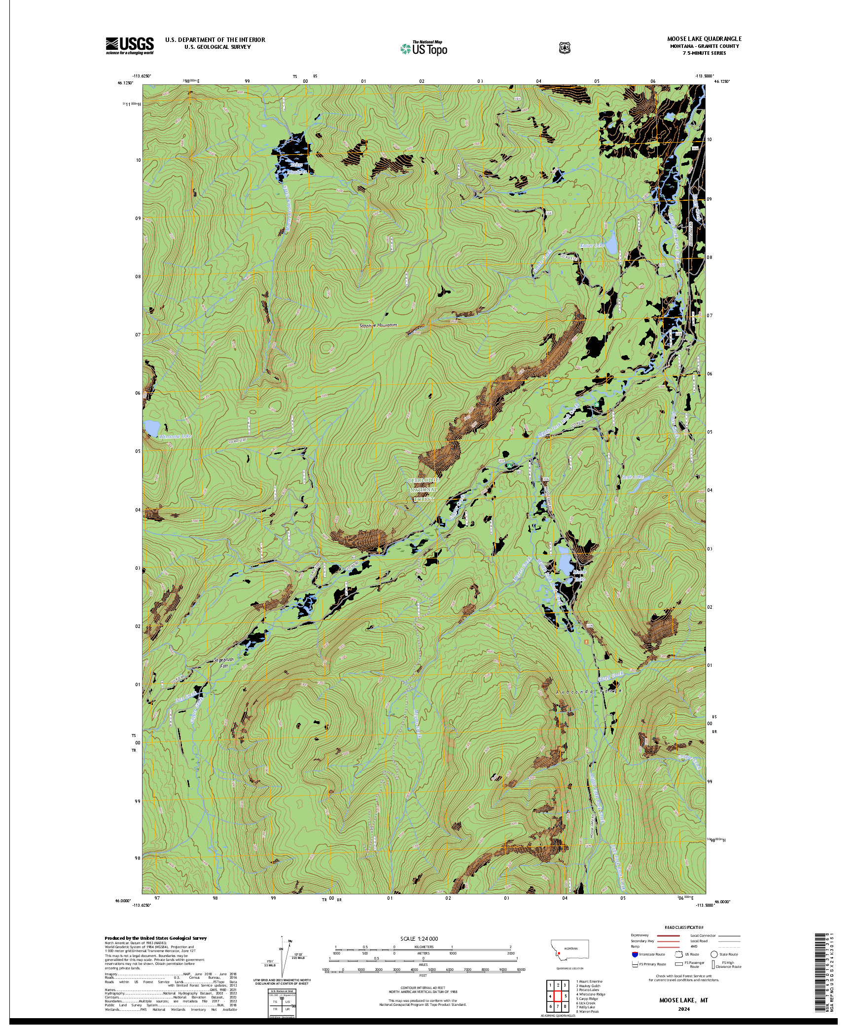 US TOPO 7.5-MINUTE MAP FOR MOOSE LAKE, MT