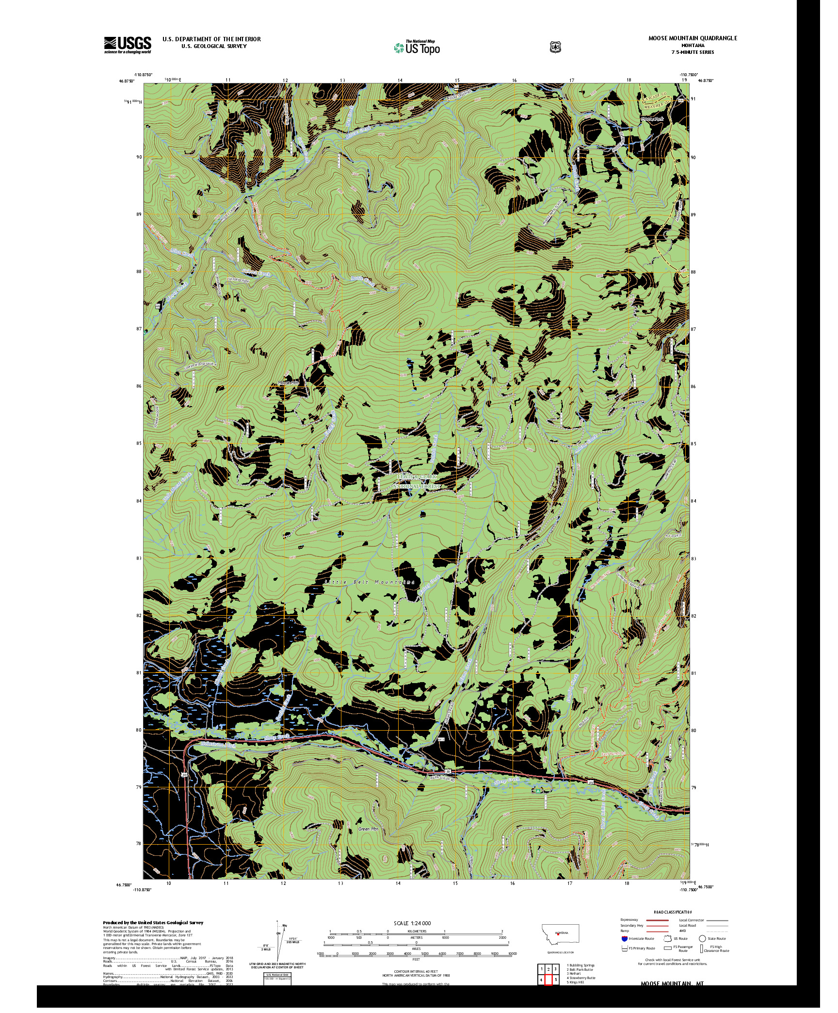 US TOPO 7.5-MINUTE MAP FOR MOOSE MOUNTAIN, MT