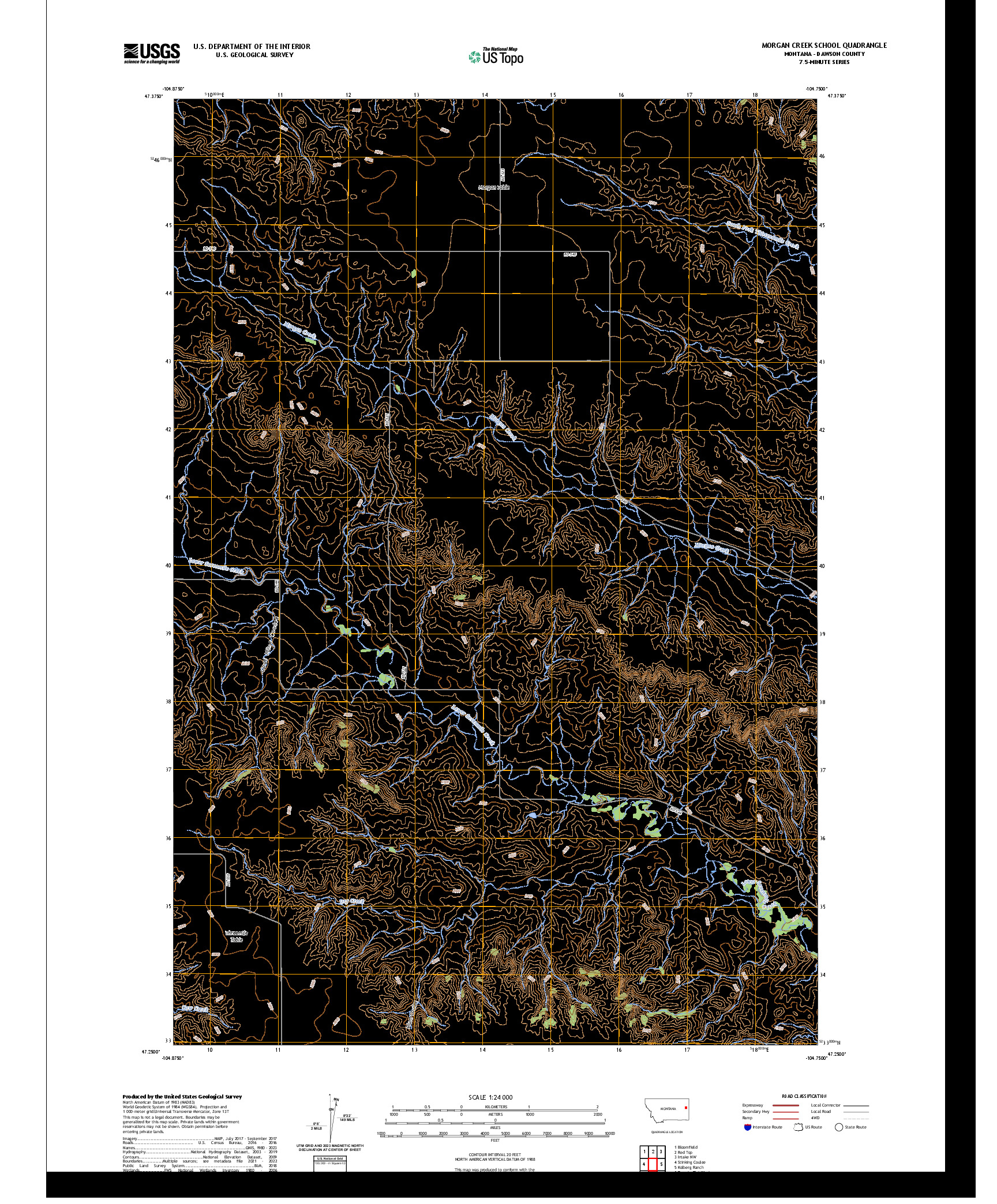 US TOPO 7.5-MINUTE MAP FOR MORGAN CREEK SCHOOL, MT