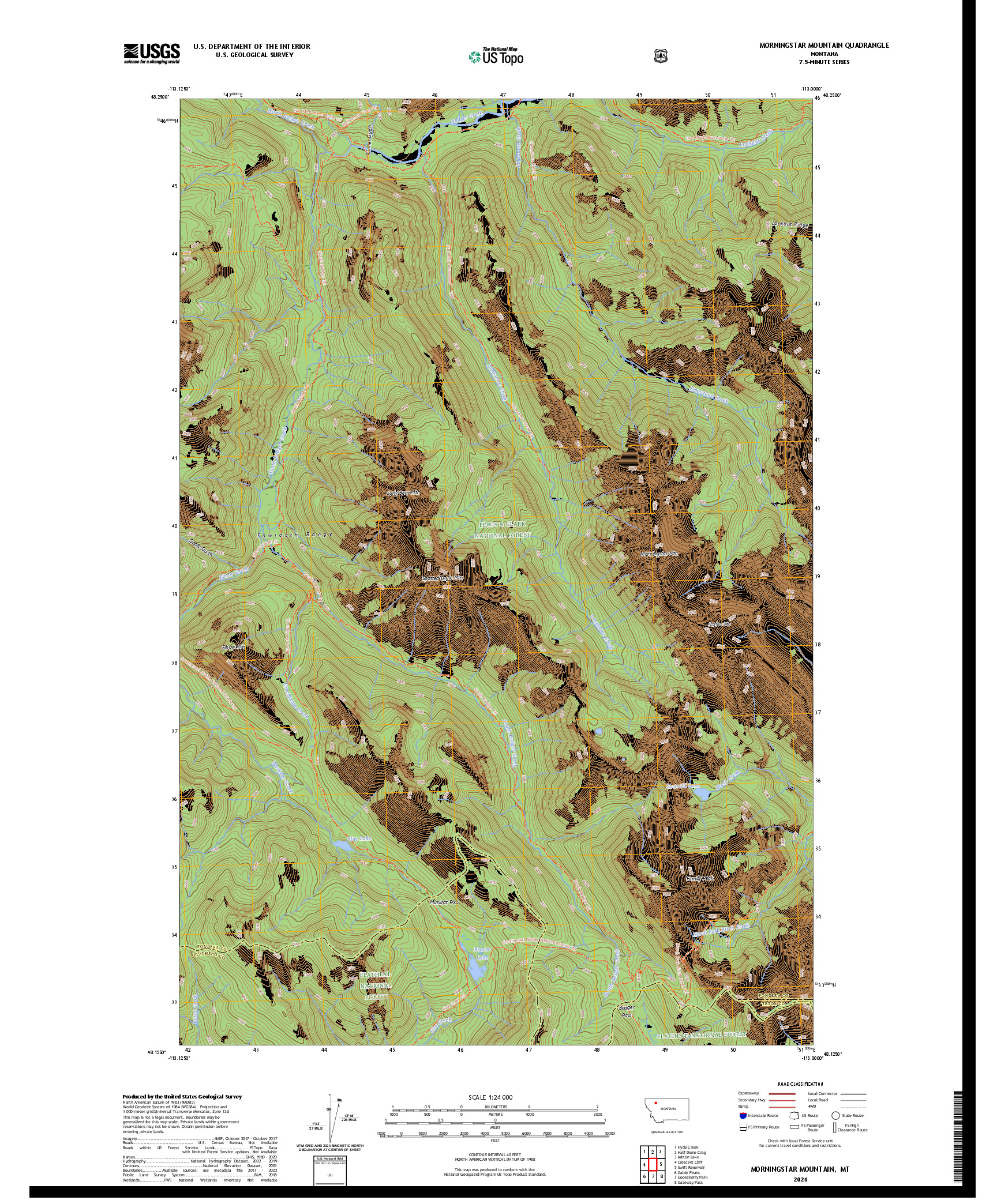 US TOPO 7.5-MINUTE MAP FOR MORNINGSTAR MOUNTAIN, MT