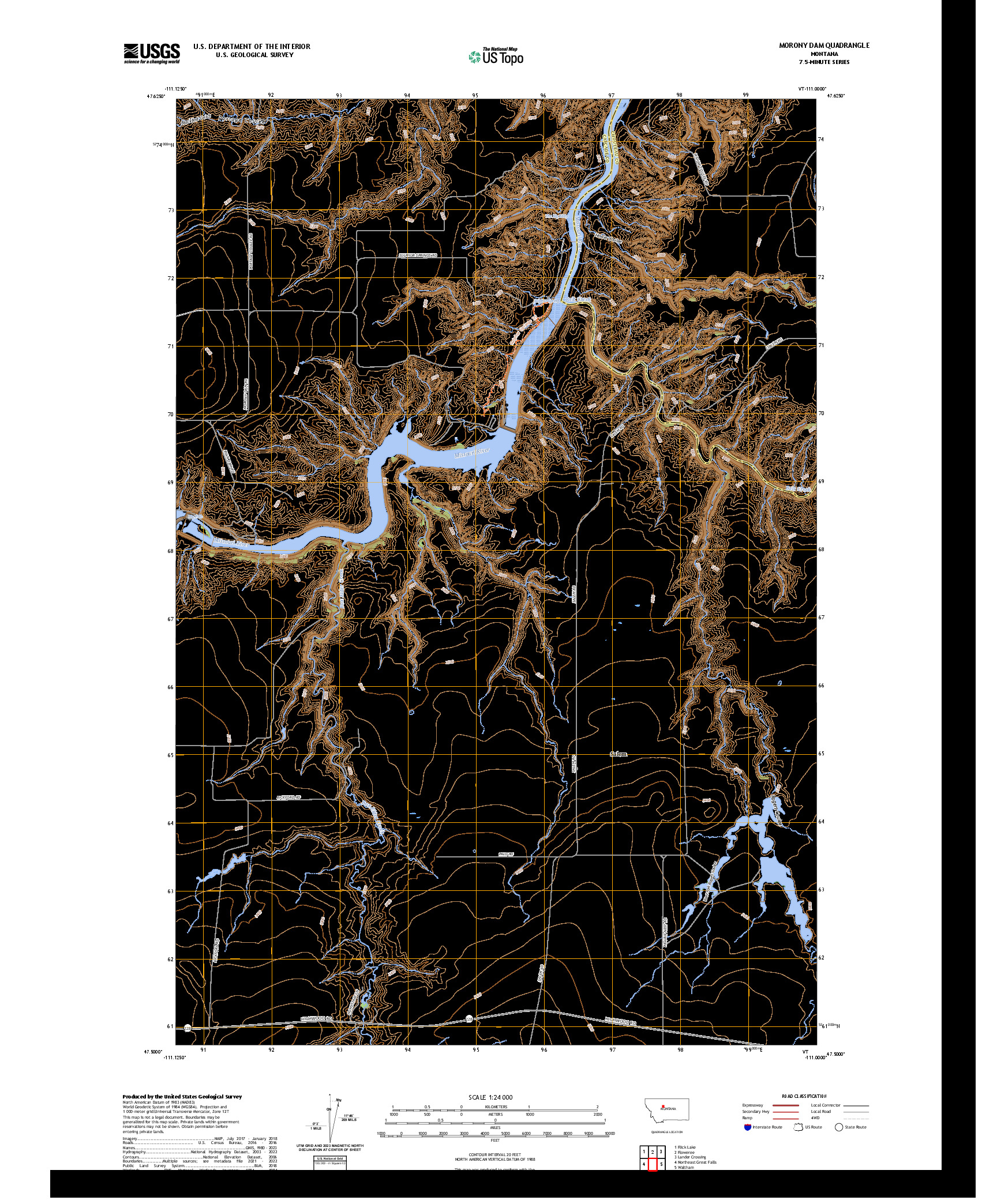 US TOPO 7.5-MINUTE MAP FOR MORONY DAM, MT