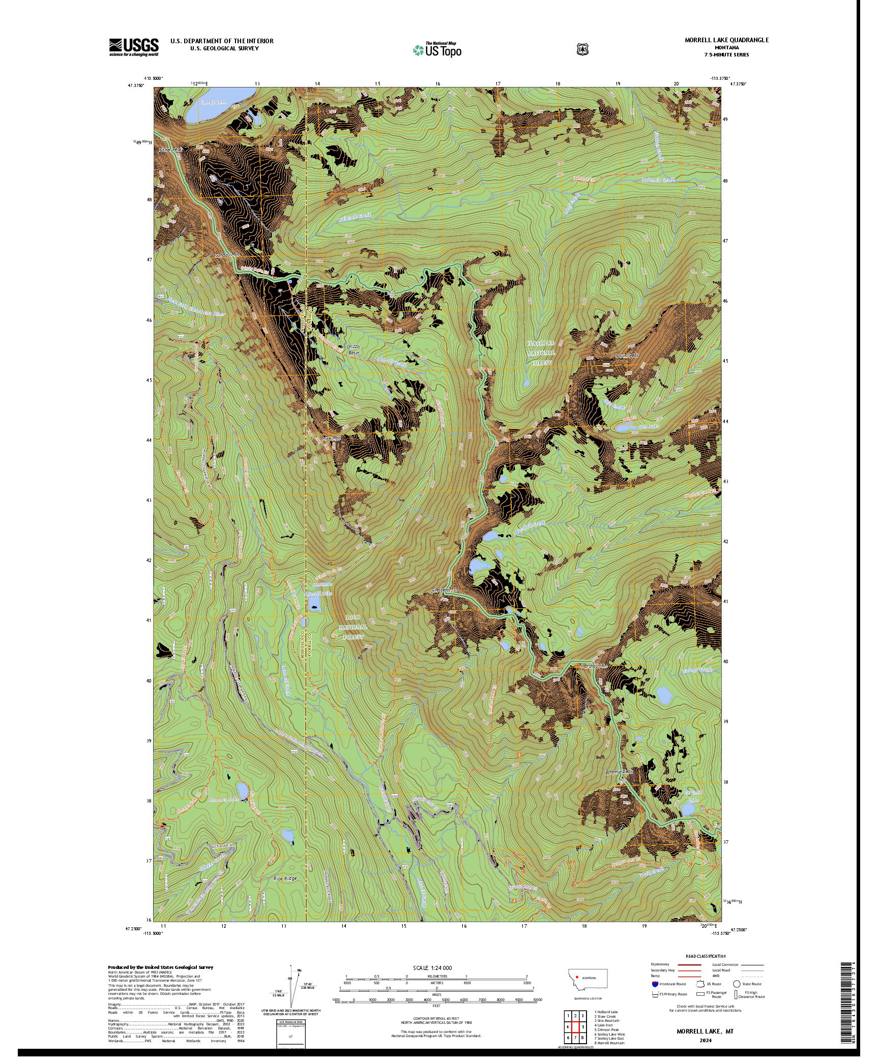 US TOPO 7.5-MINUTE MAP FOR MORRELL LAKE, MT