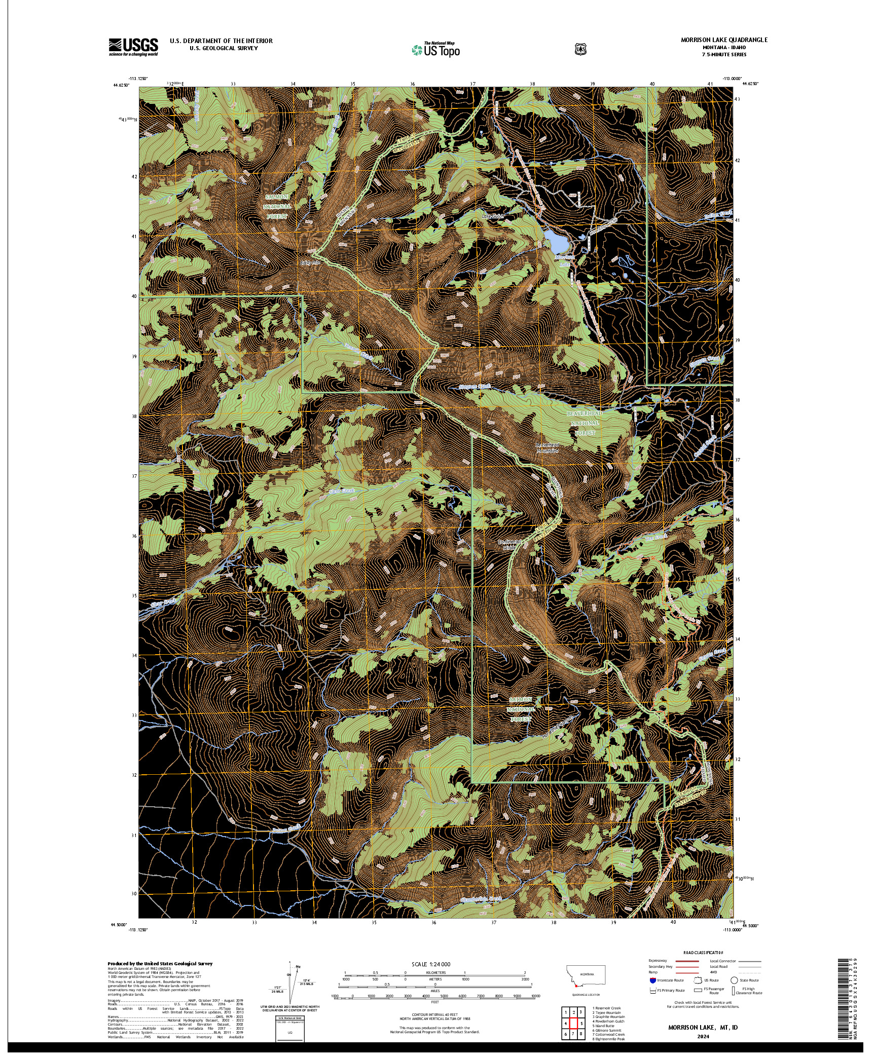 US TOPO 7.5-MINUTE MAP FOR MORRISON LAKE, MT,ID