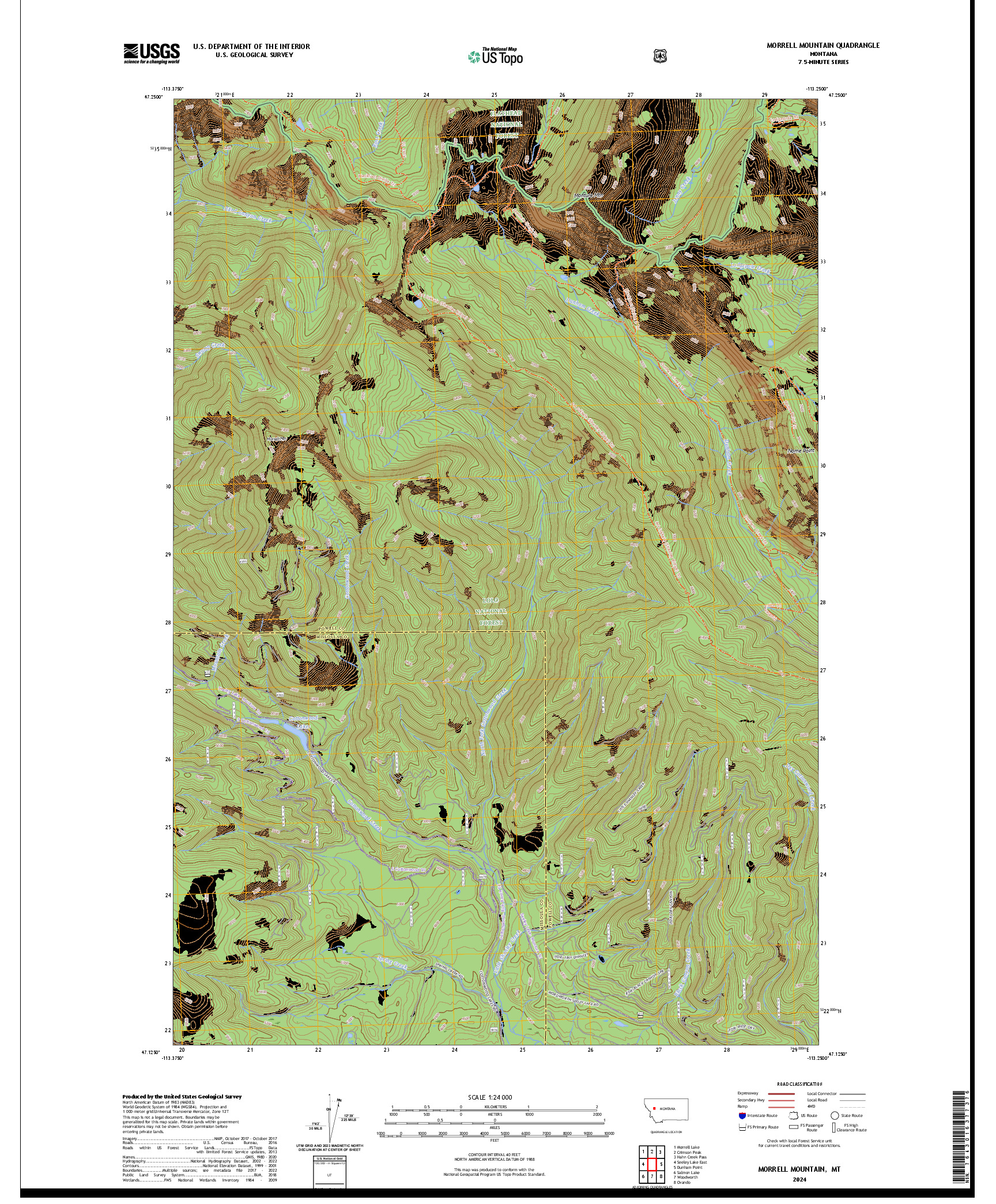 US TOPO 7.5-MINUTE MAP FOR MORRELL MOUNTAIN, MT