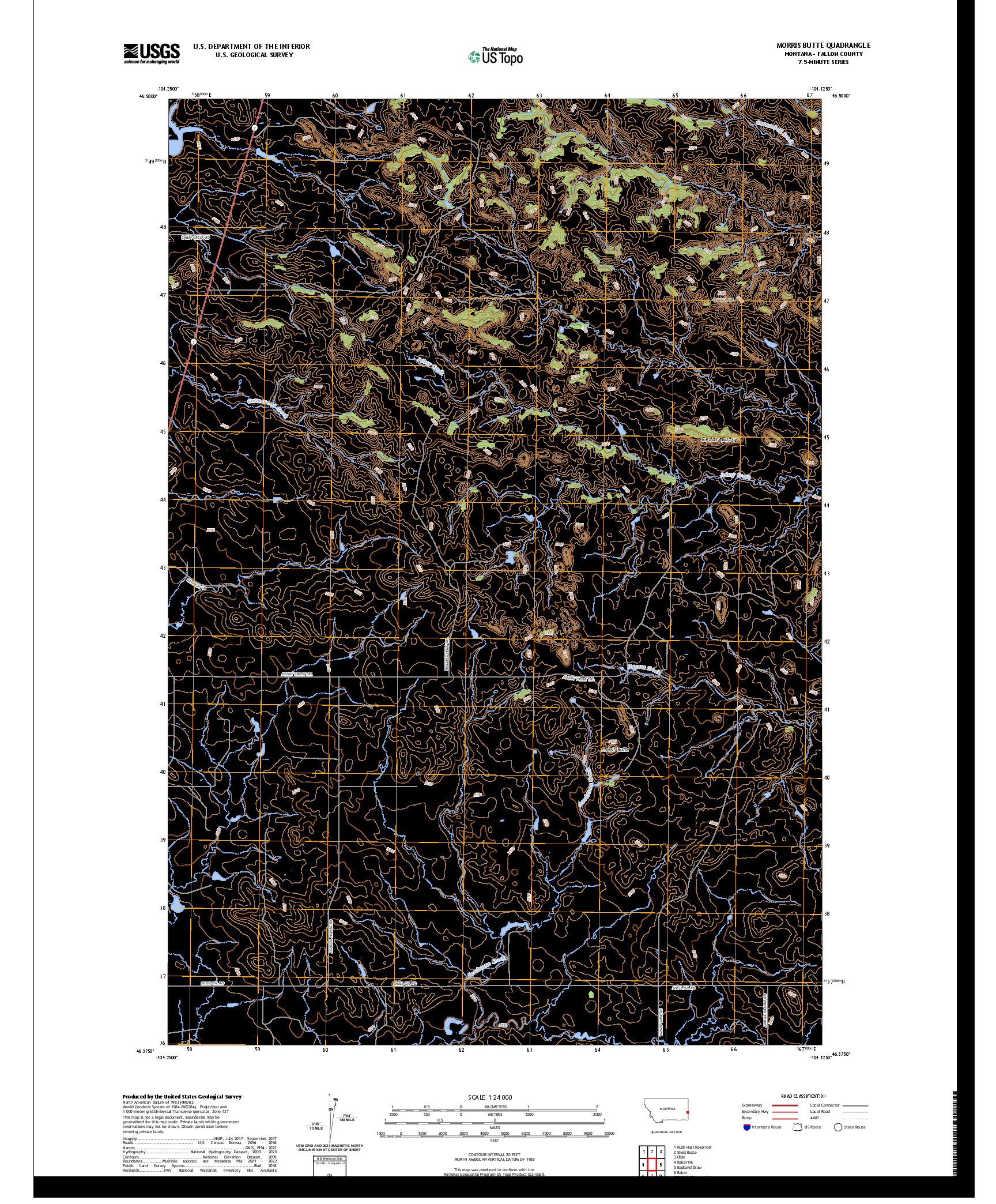 US TOPO 7.5-MINUTE MAP FOR MORRIS BUTTE, MT