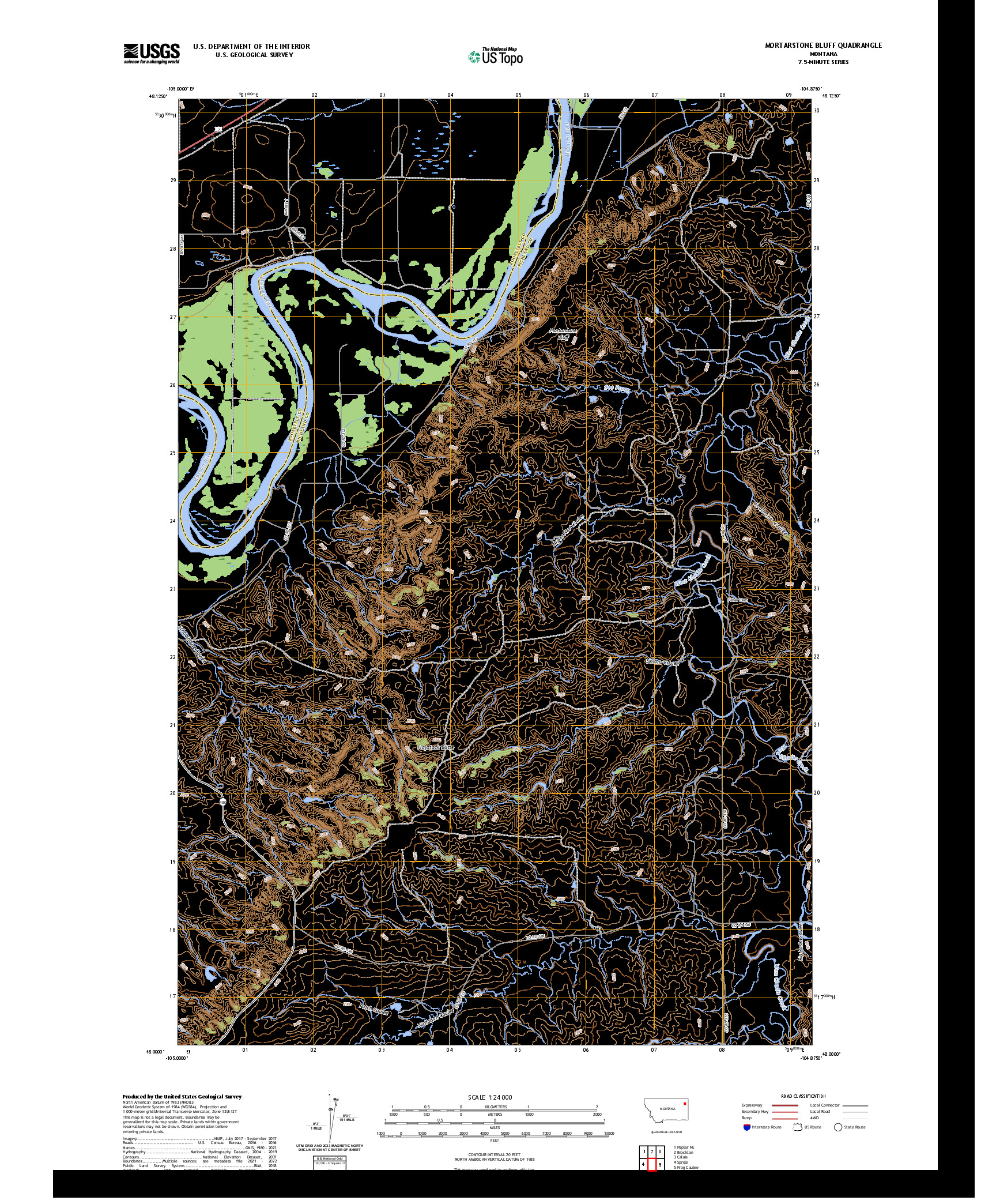 US TOPO 7.5-MINUTE MAP FOR MORTARSTONE BLUFF, MT