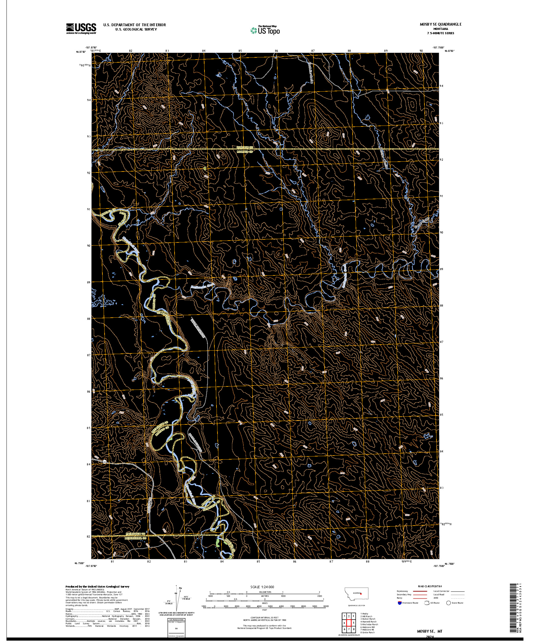 US TOPO 7.5-MINUTE MAP FOR MOSBY SE, MT