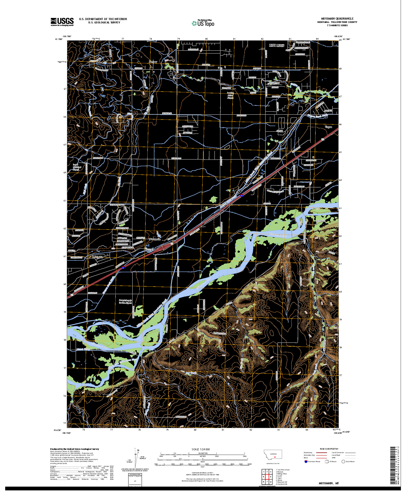 US TOPO 7.5-MINUTE MAP FOR MOSSMAIN, MT