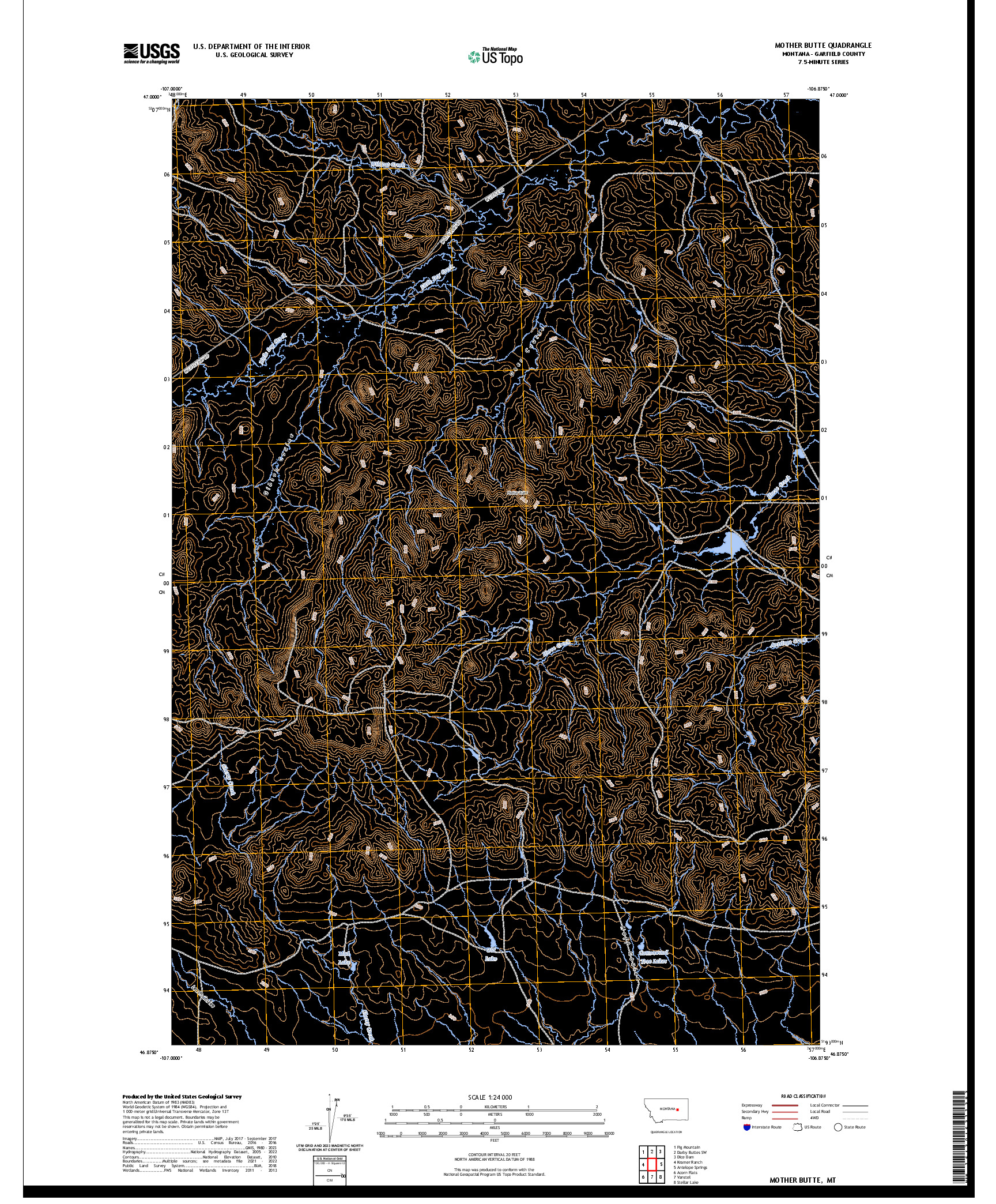 US TOPO 7.5-MINUTE MAP FOR MOTHER BUTTE, MT