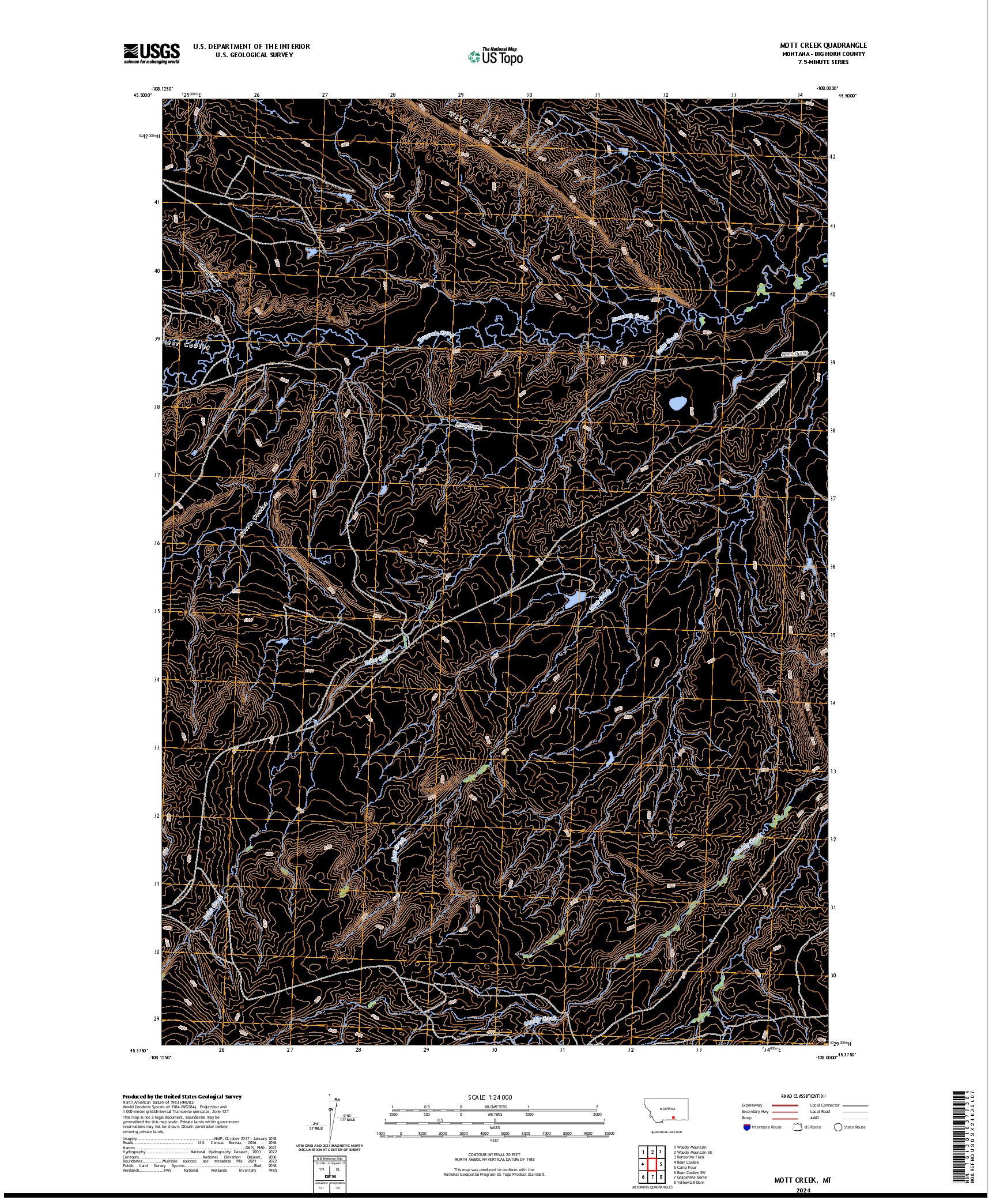 US TOPO 7.5-MINUTE MAP FOR MOTT CREEK, MT