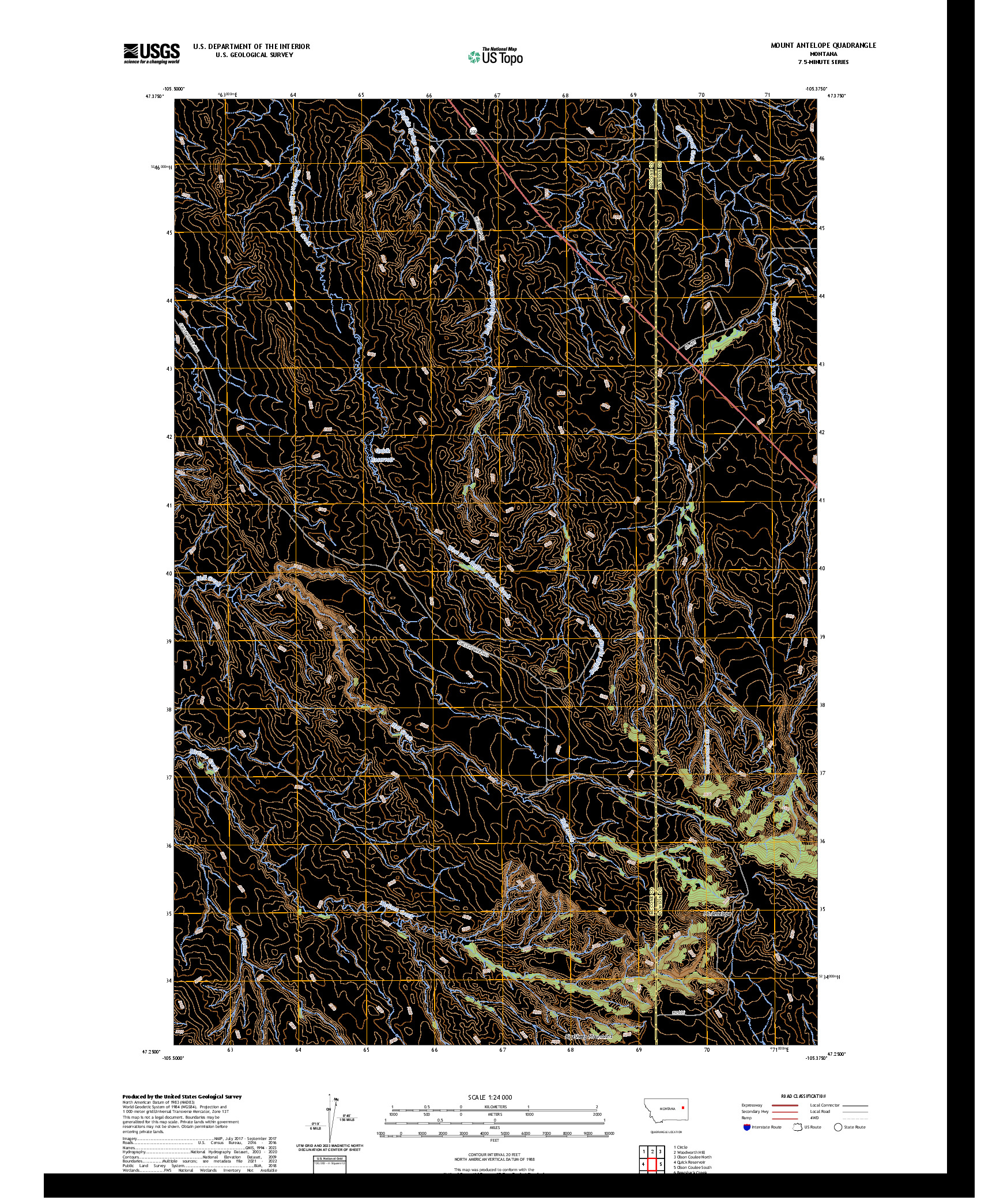 US TOPO 7.5-MINUTE MAP FOR MOUNT ANTELOPE, MT