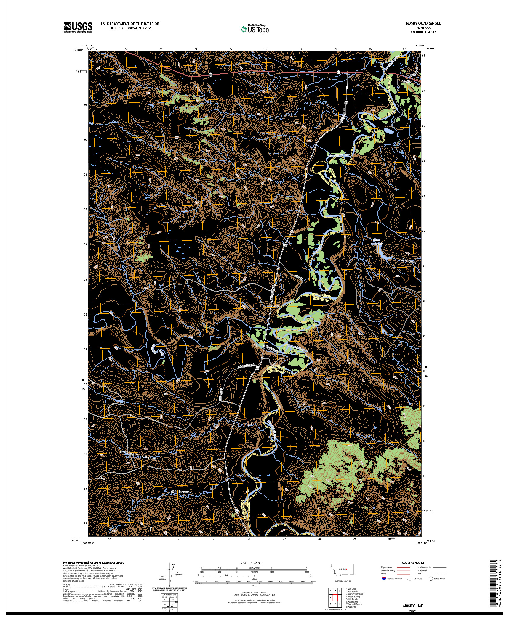 US TOPO 7.5-MINUTE MAP FOR MOSBY, MT