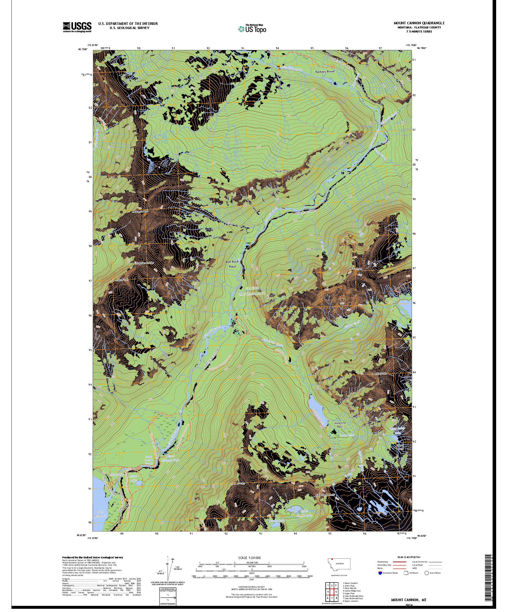 US TOPO 7.5-MINUTE MAP FOR MOUNT CANNON, MT