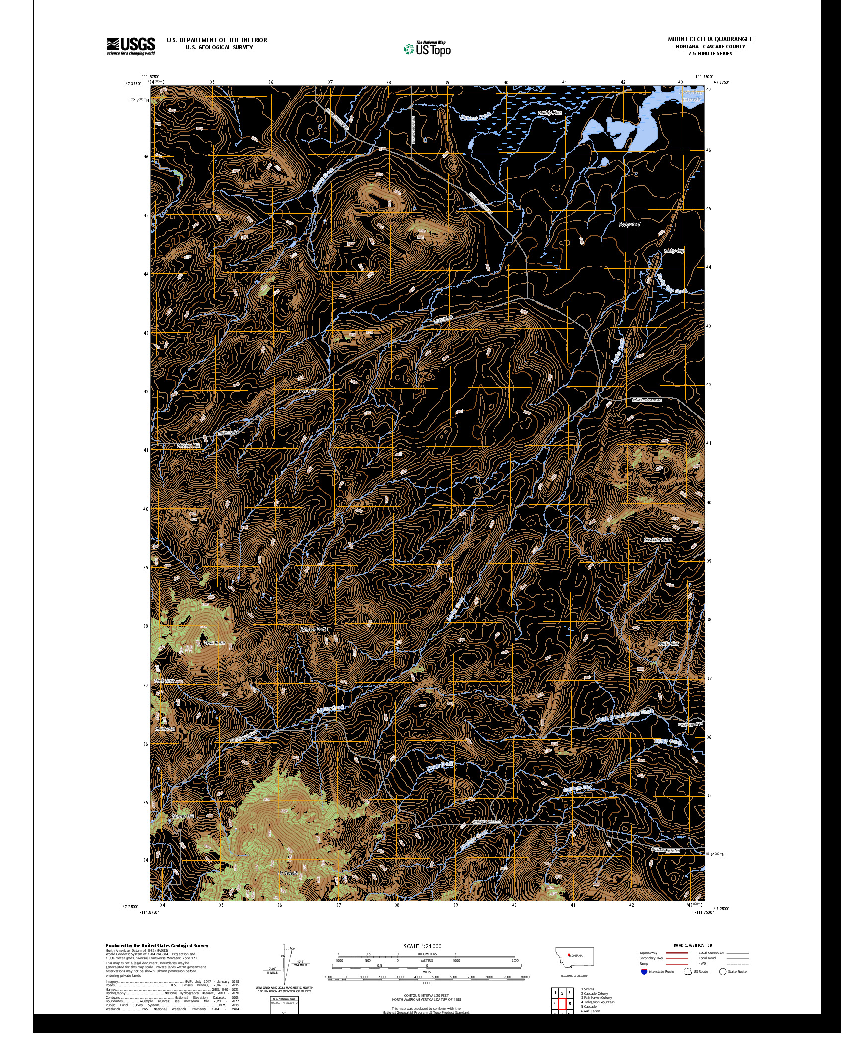 US TOPO 7.5-MINUTE MAP FOR MOUNT CECELIA, MT