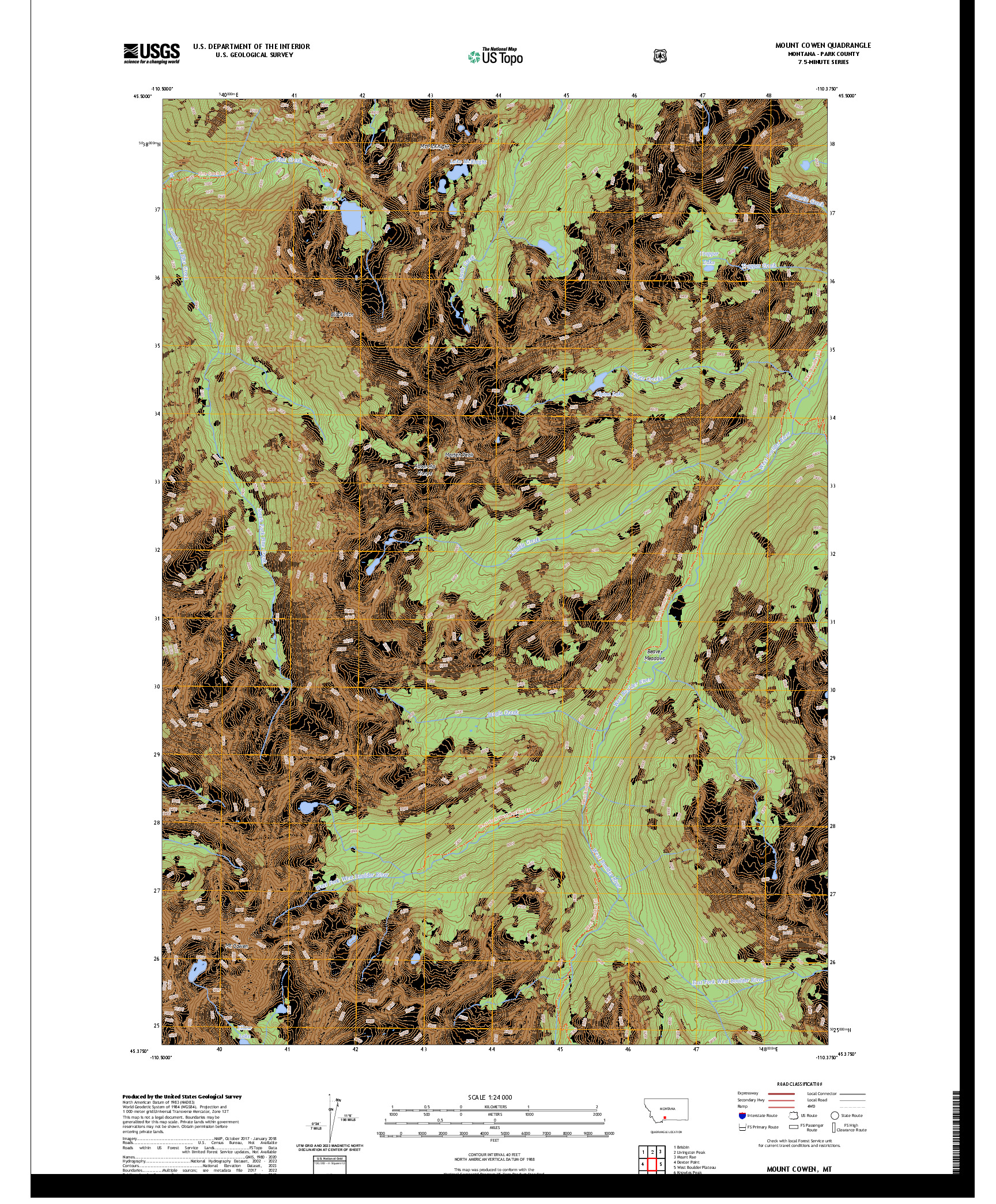 US TOPO 7.5-MINUTE MAP FOR MOUNT COWEN, MT