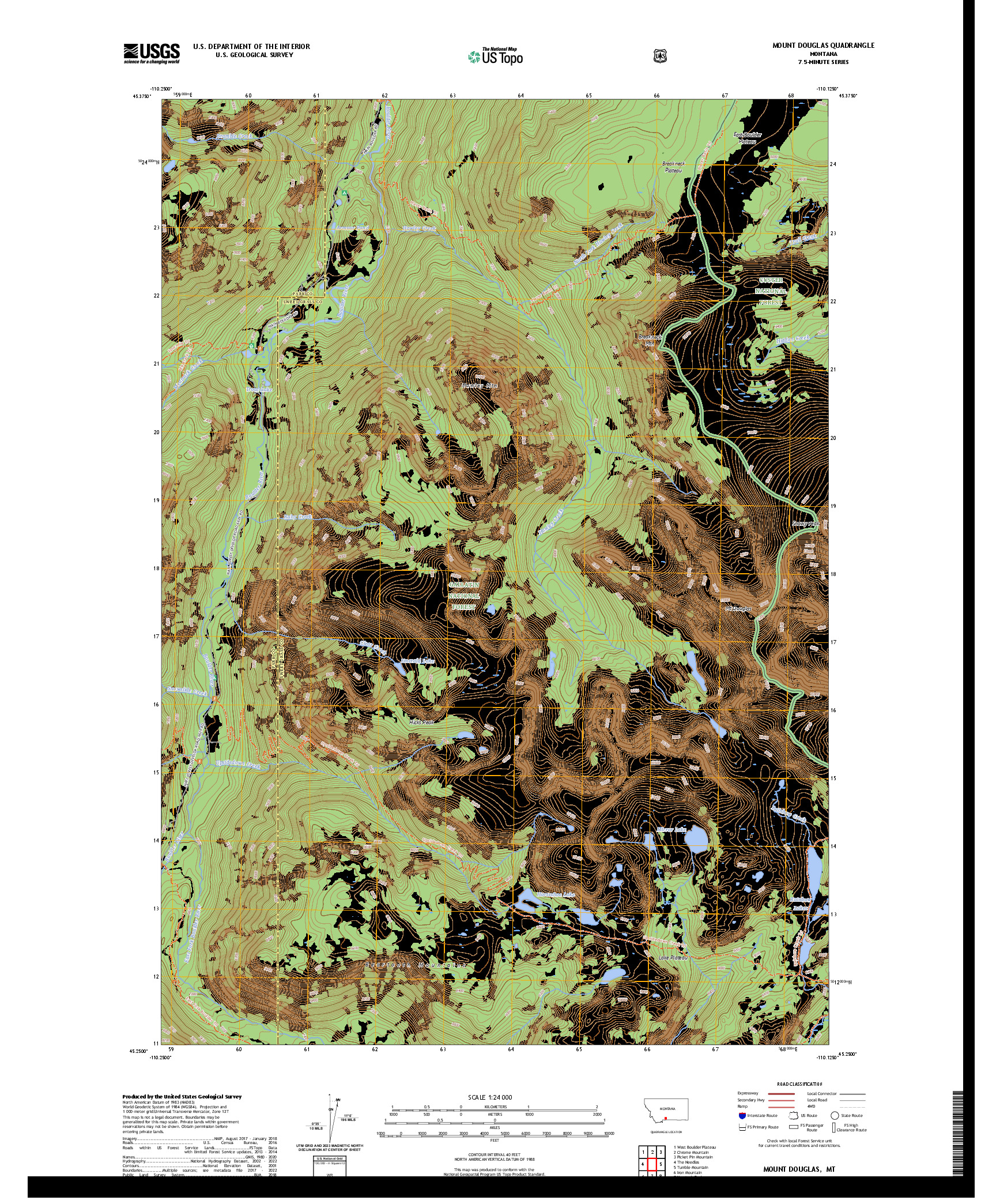 US TOPO 7.5-MINUTE MAP FOR MOUNT DOUGLAS, MT
