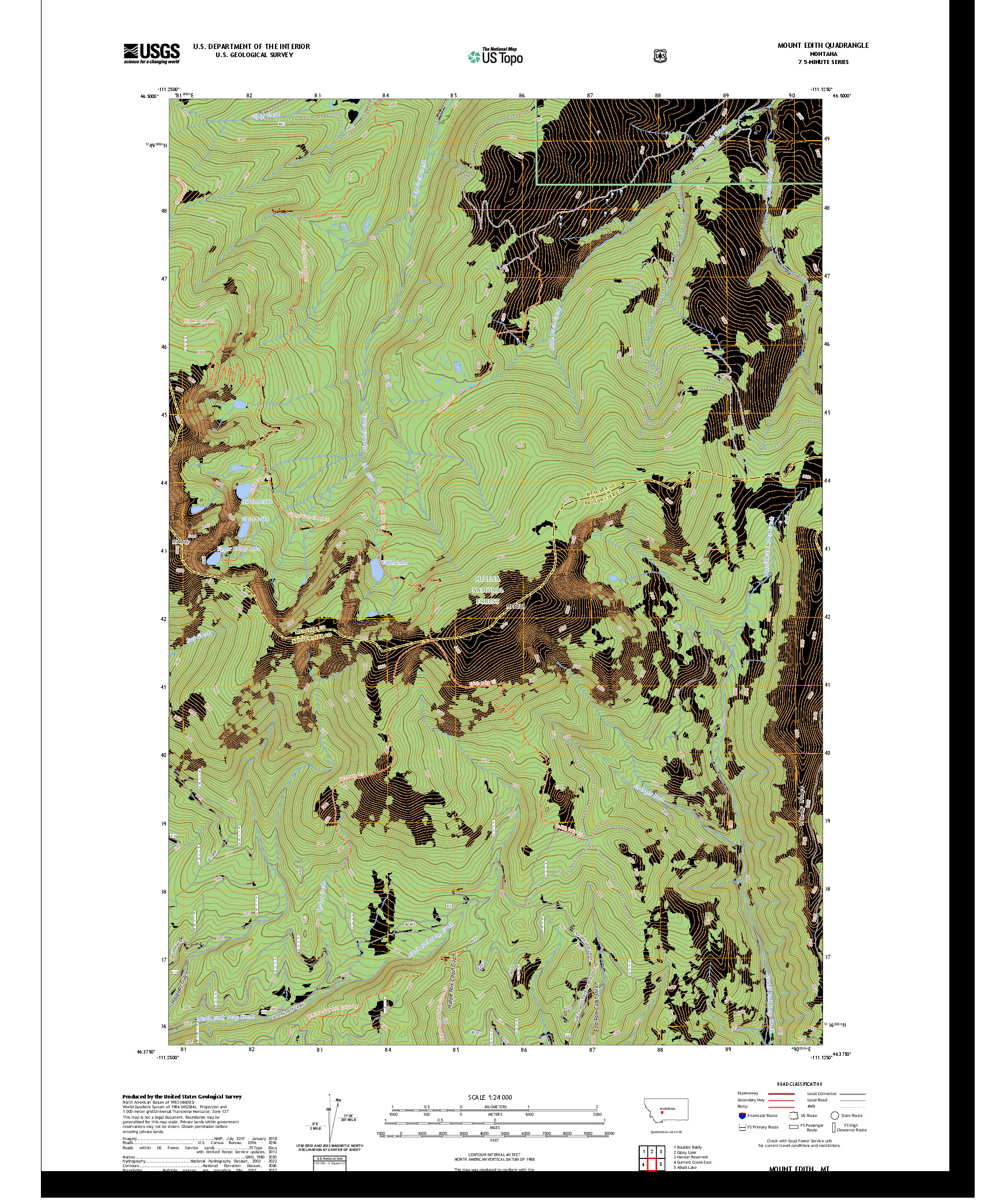 US TOPO 7.5-MINUTE MAP FOR MOUNT EDITH, MT