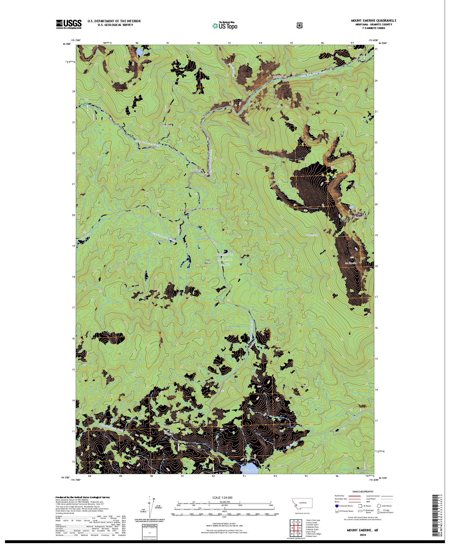US TOPO 7.5-MINUTE MAP FOR MOUNT EMERINE, MT