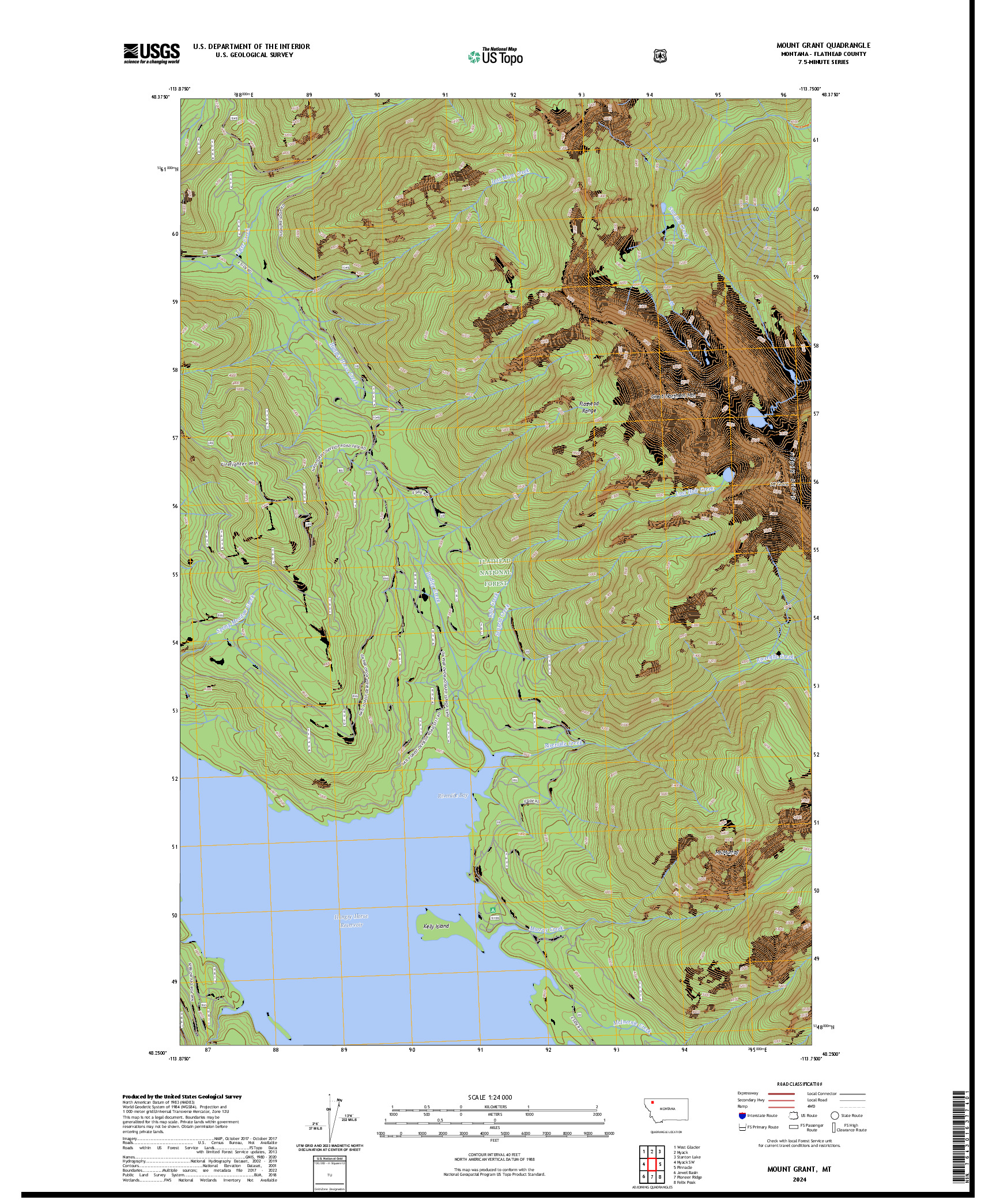 US TOPO 7.5-MINUTE MAP FOR MOUNT GRANT, MT