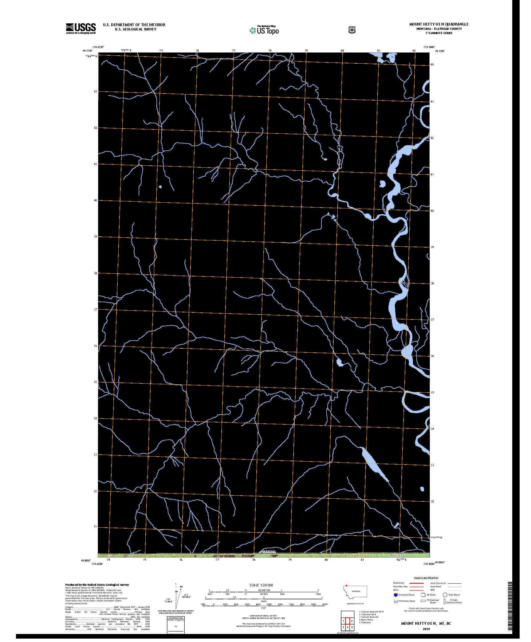 US TOPO 7.5-MINUTE MAP FOR MOUNT HEFTY OE N, MT,BC