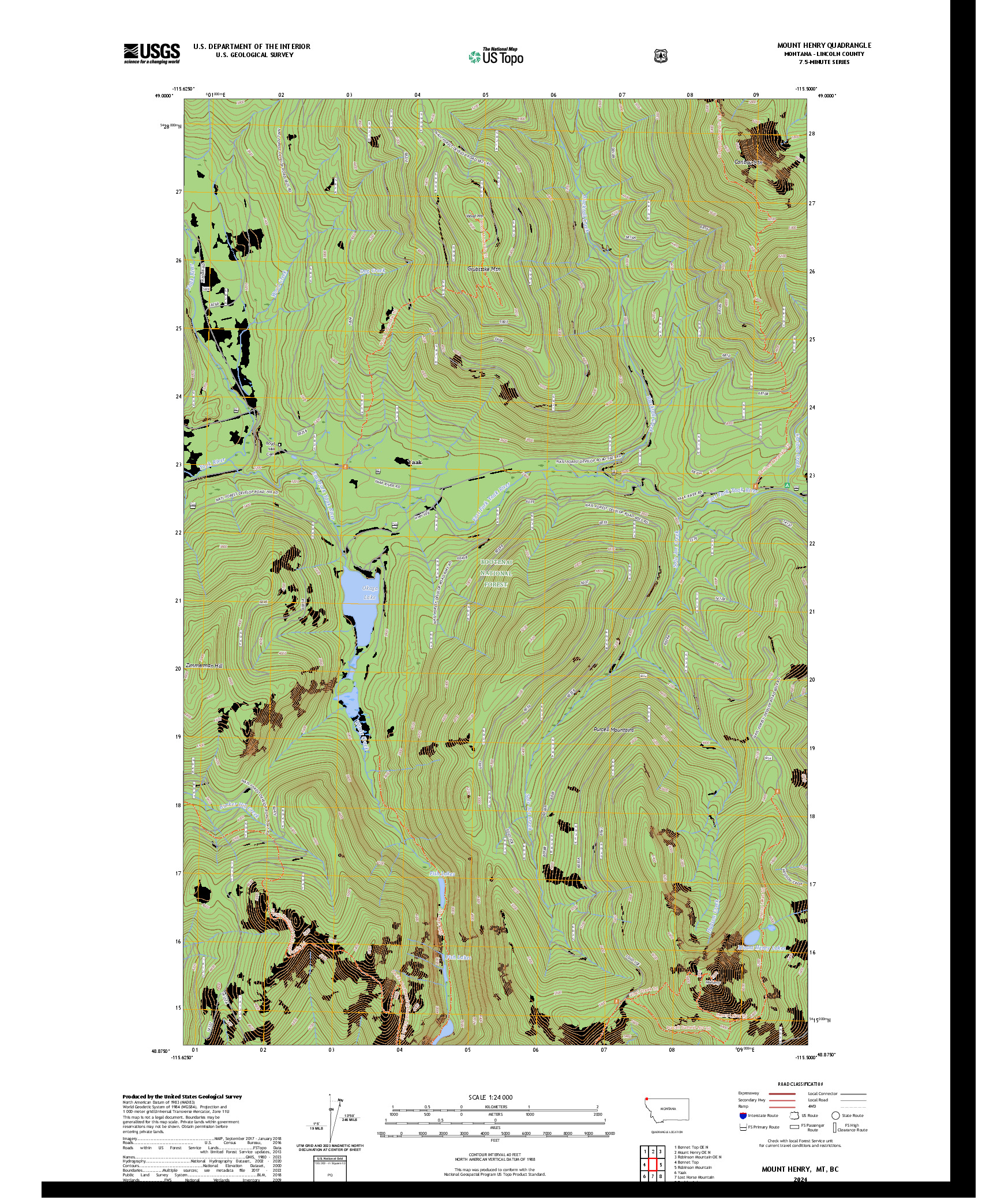 US TOPO 7.5-MINUTE MAP FOR MOUNT HENRY, MT,BC