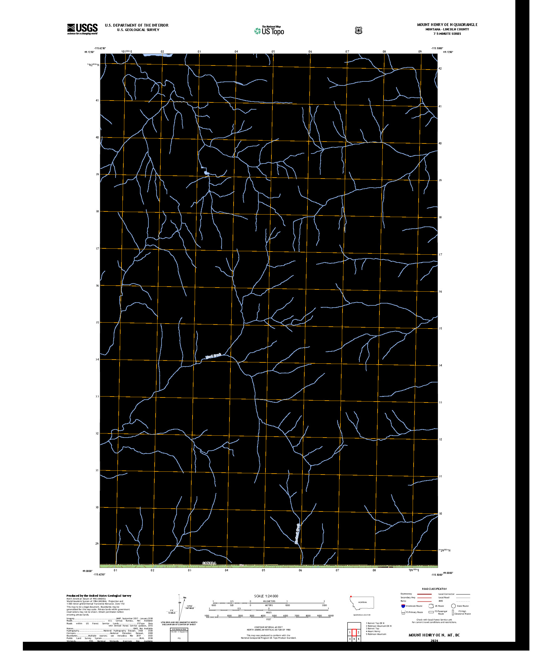 US TOPO 7.5-MINUTE MAP FOR MOUNT HENRY OE N, MT,BC