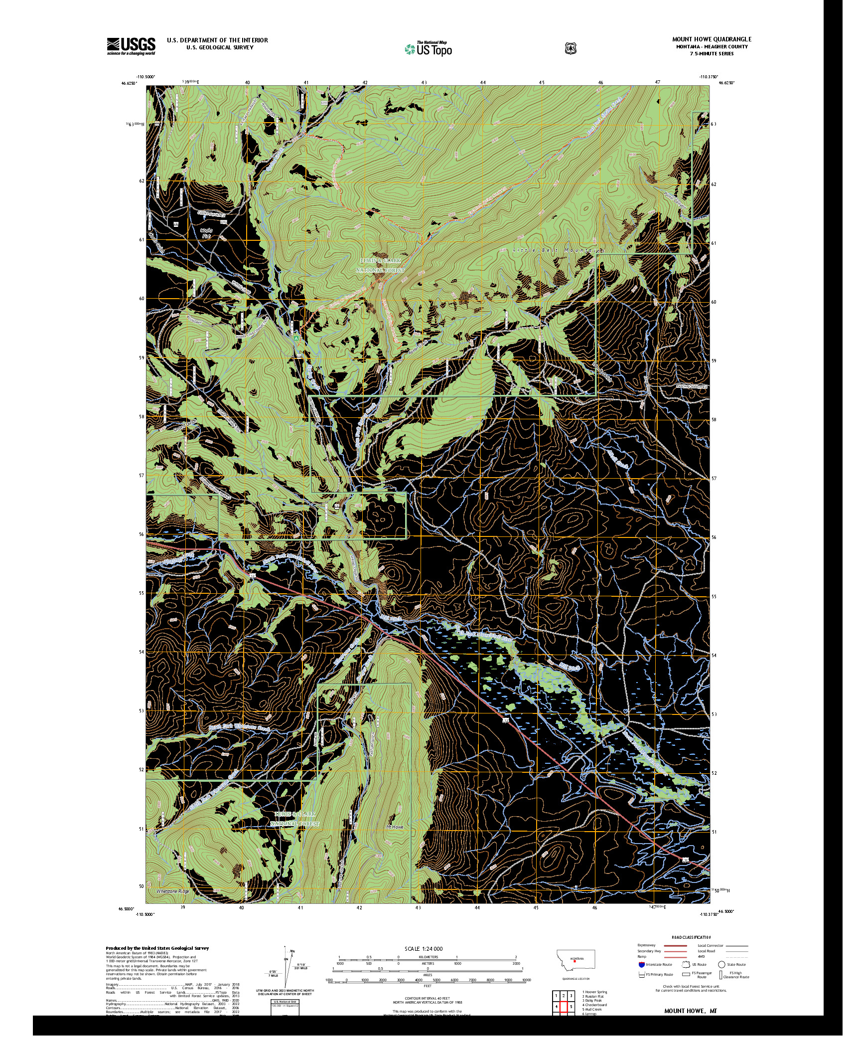 US TOPO 7.5-MINUTE MAP FOR MOUNT HOWE, MT