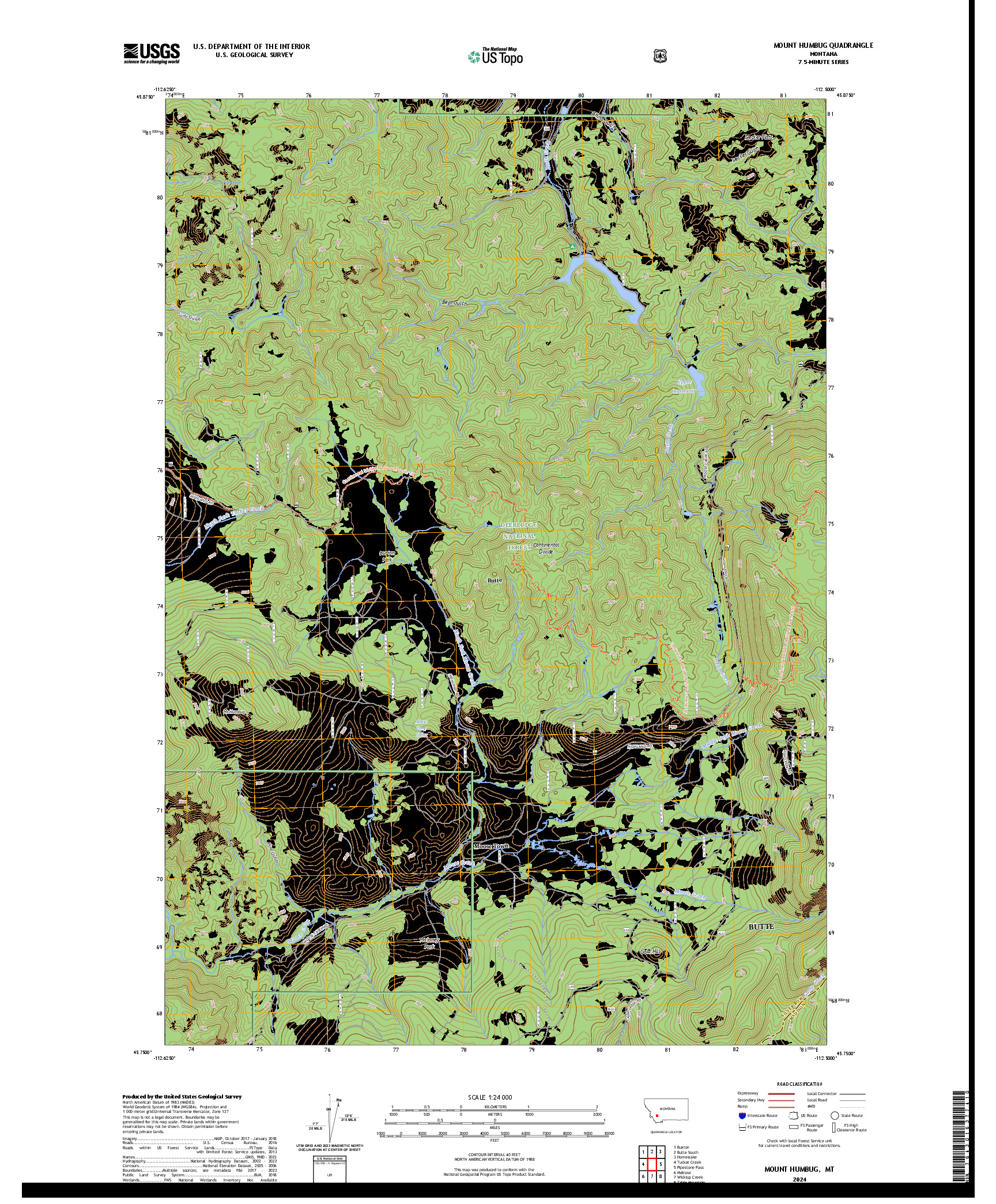 US TOPO 7.5-MINUTE MAP FOR MOUNT HUMBUG, MT
