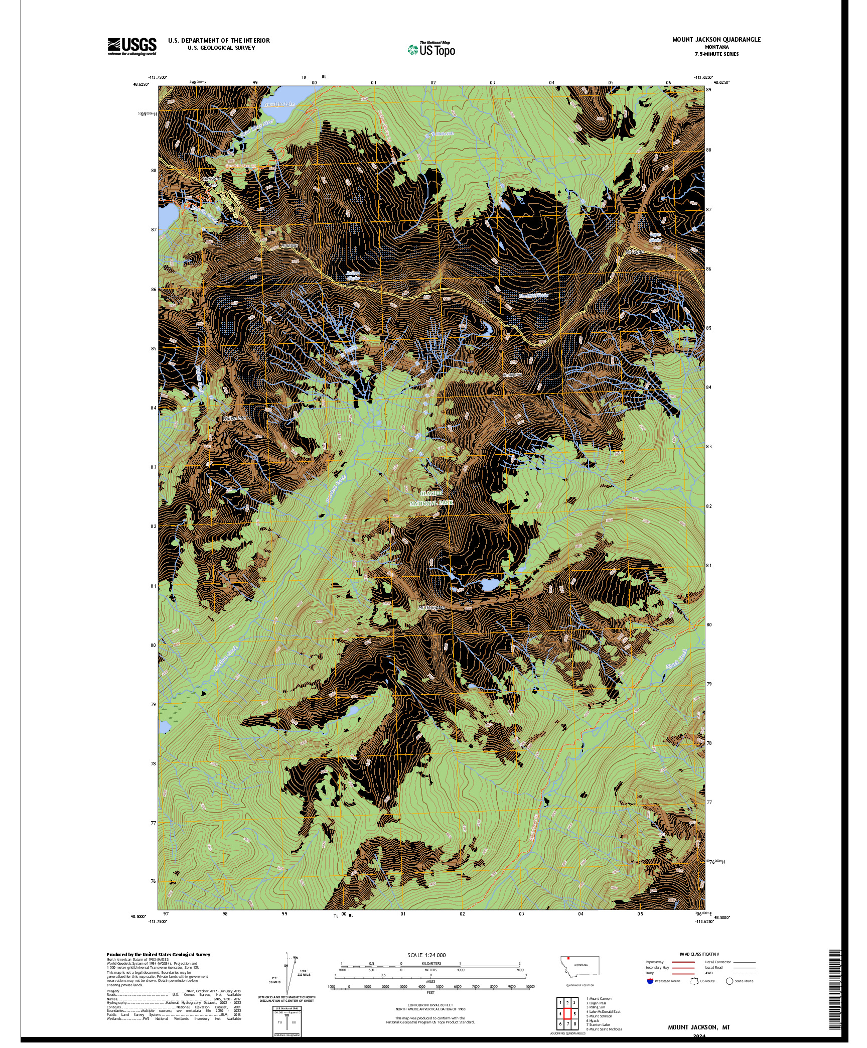 US TOPO 7.5-MINUTE MAP FOR MOUNT JACKSON, MT