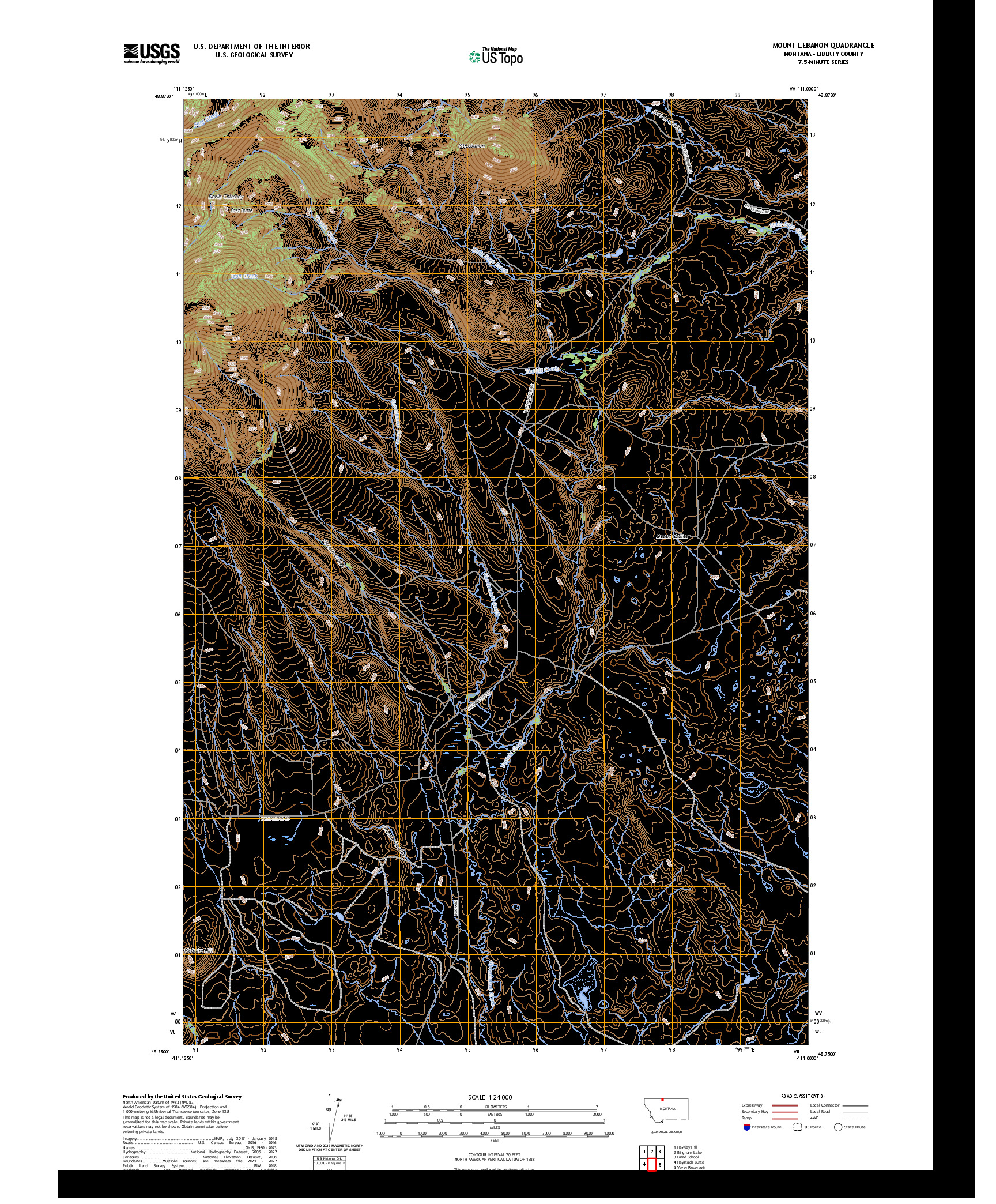 US TOPO 7.5-MINUTE MAP FOR MOUNT LEBANON, MT