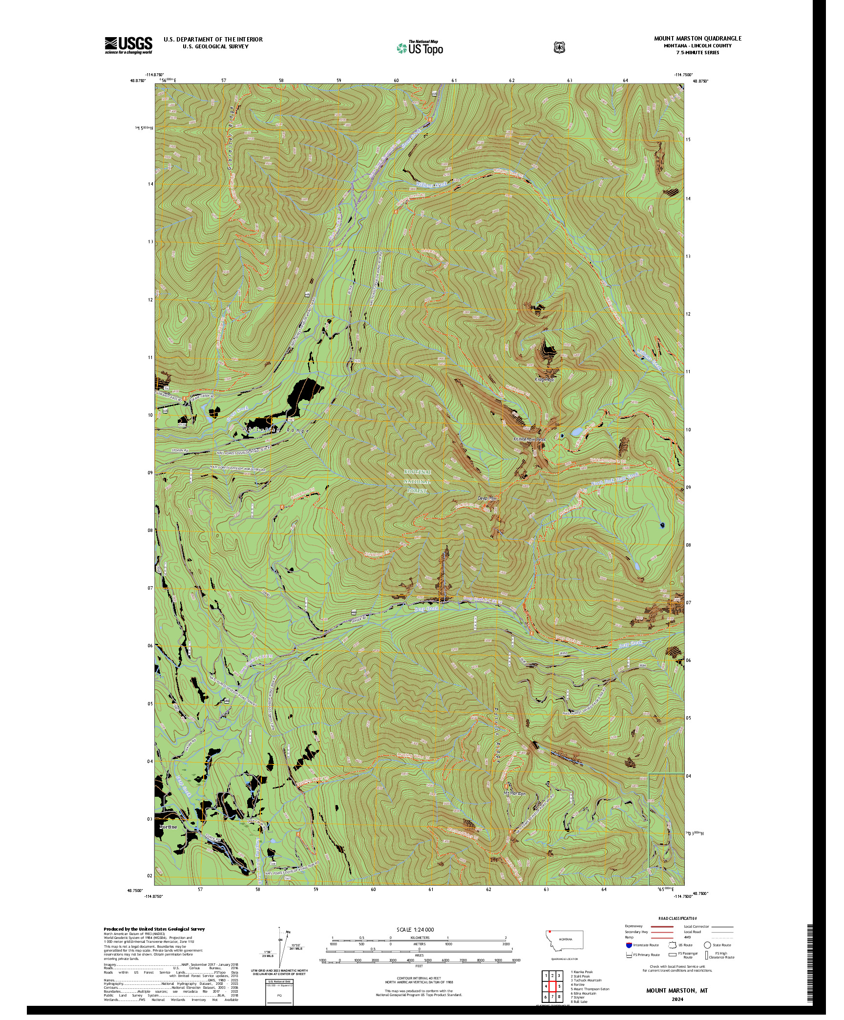 US TOPO 7.5-MINUTE MAP FOR MOUNT MARSTON, MT