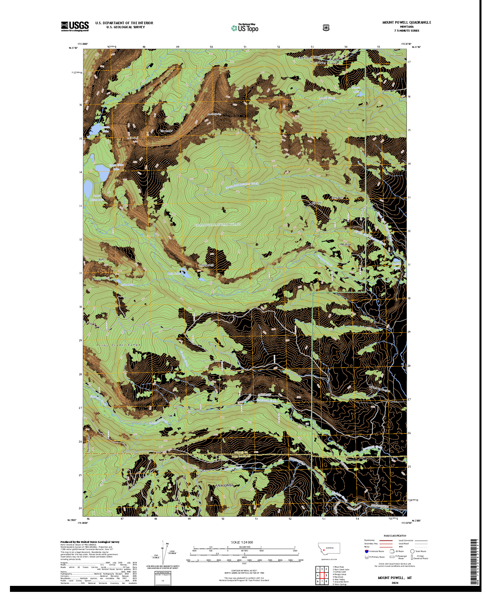 US TOPO 7.5-MINUTE MAP FOR MOUNT POWELL, MT