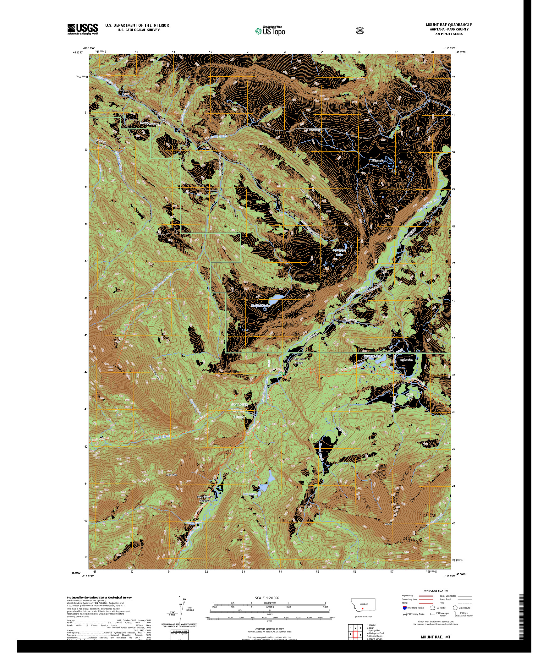 US TOPO 7.5-MINUTE MAP FOR MOUNT RAE, MT