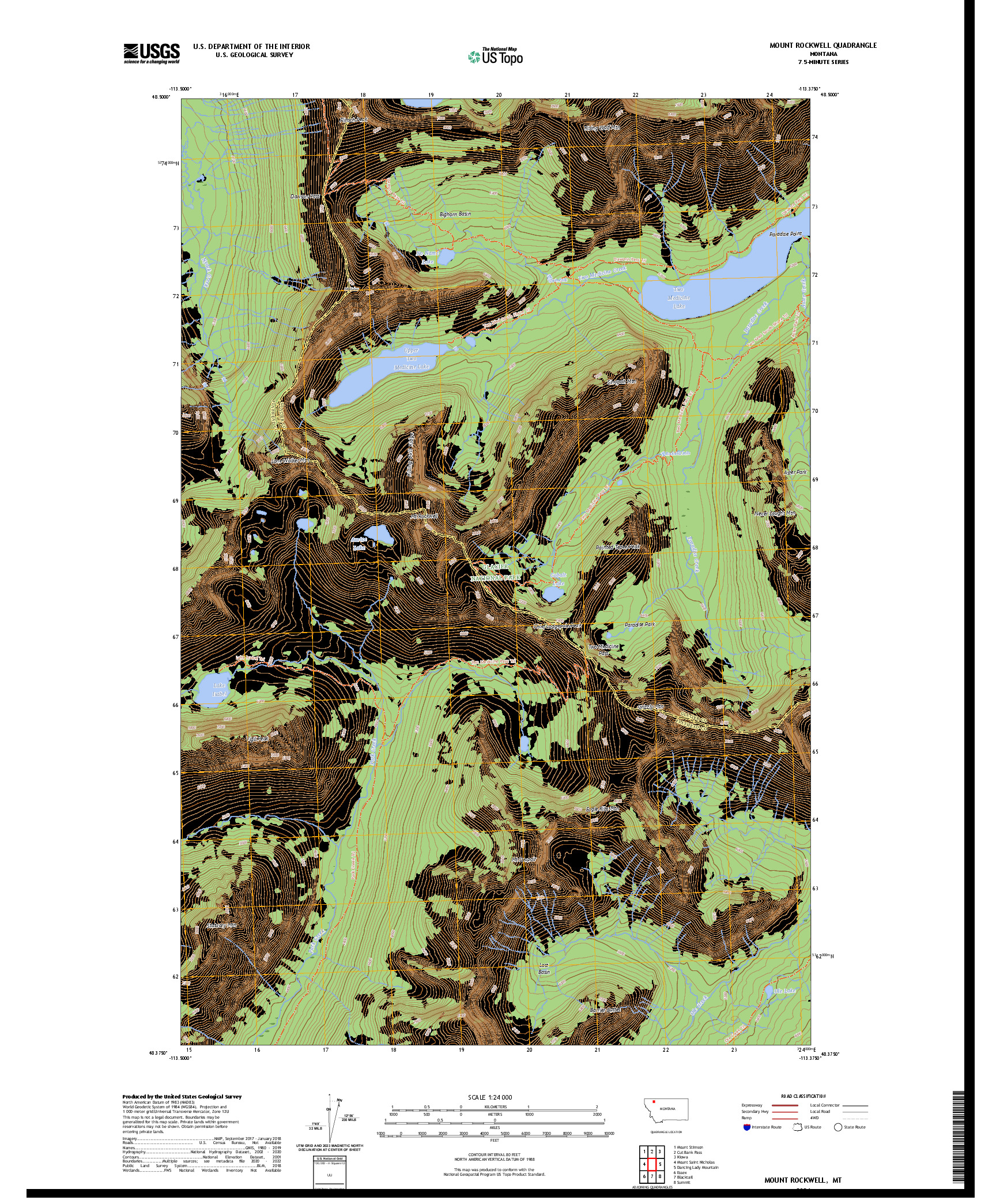 US TOPO 7.5-MINUTE MAP FOR MOUNT ROCKWELL, MT