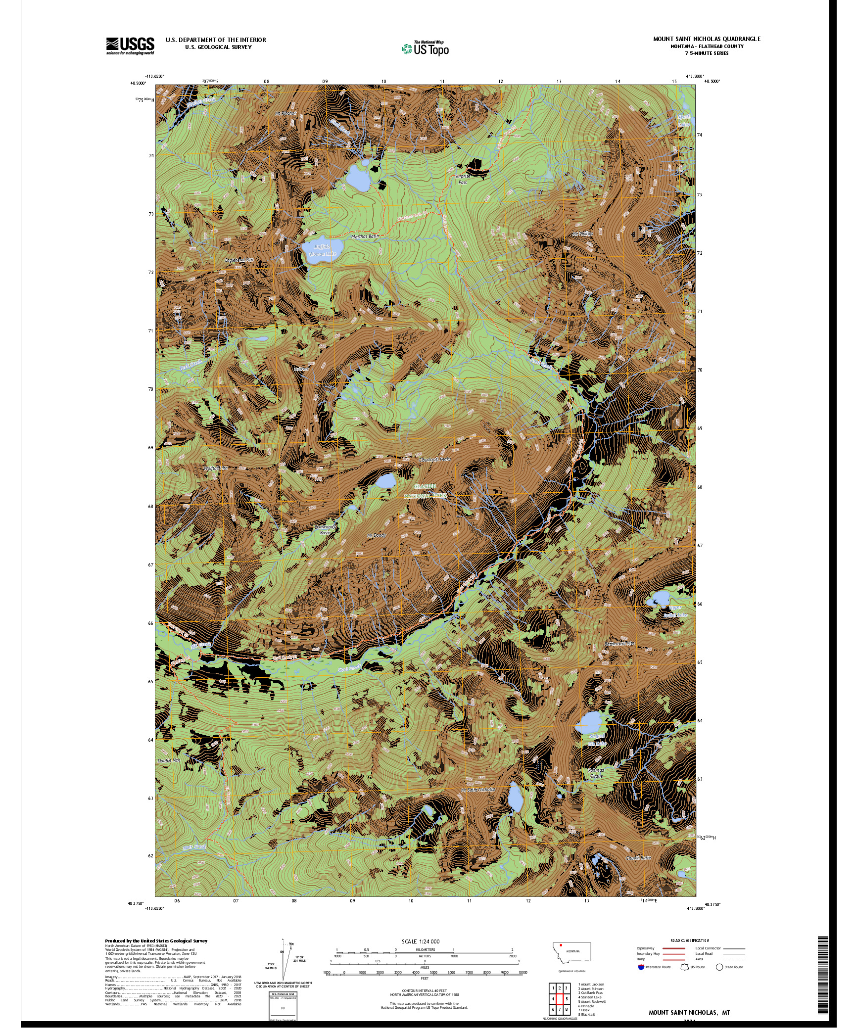 US TOPO 7.5-MINUTE MAP FOR MOUNT SAINT NICHOLAS, MT