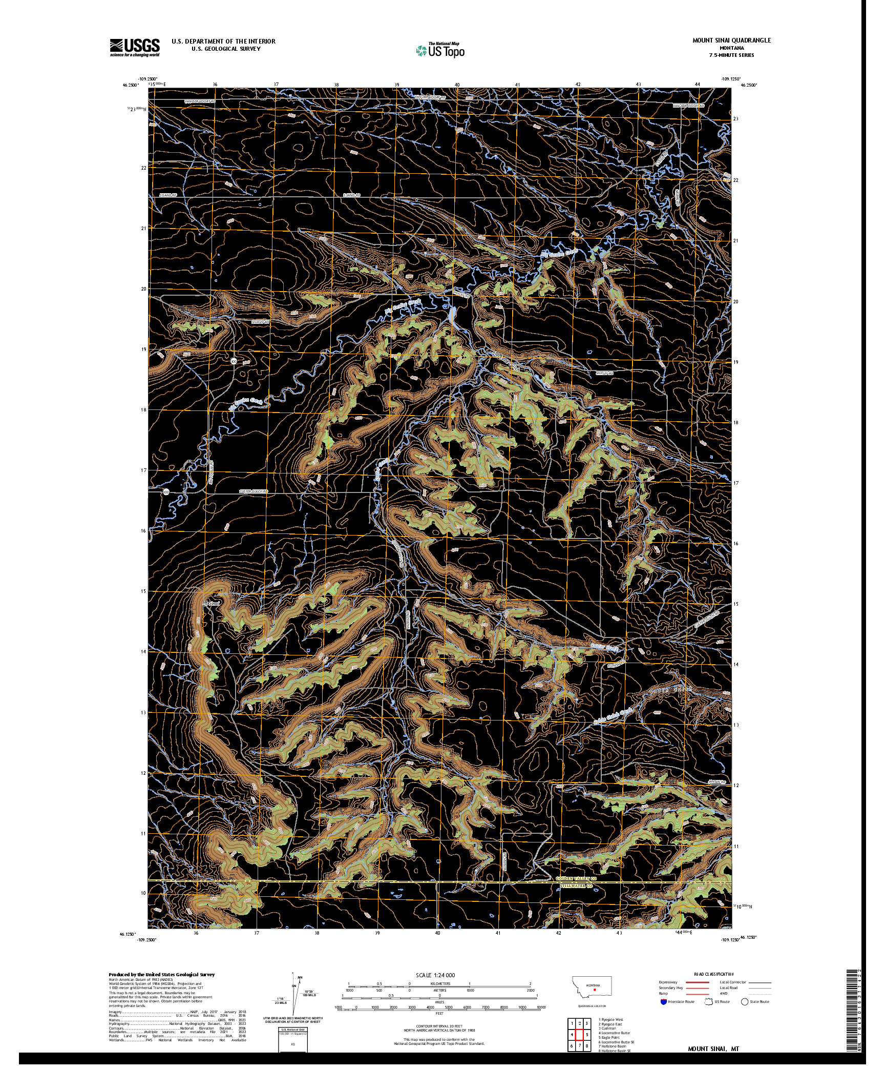 US TOPO 7.5-MINUTE MAP FOR MOUNT SINAI, MT