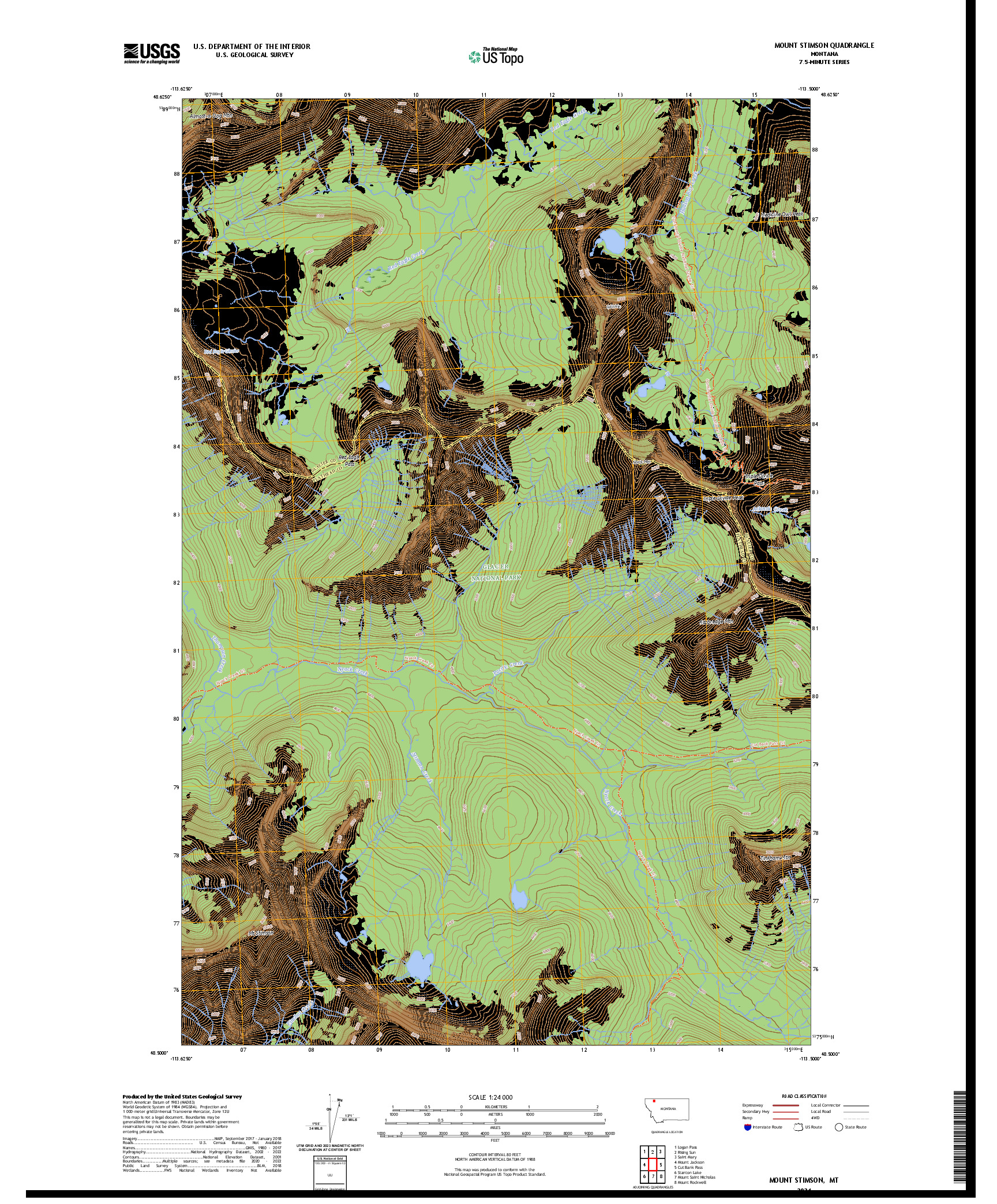US TOPO 7.5-MINUTE MAP FOR MOUNT STIMSON, MT