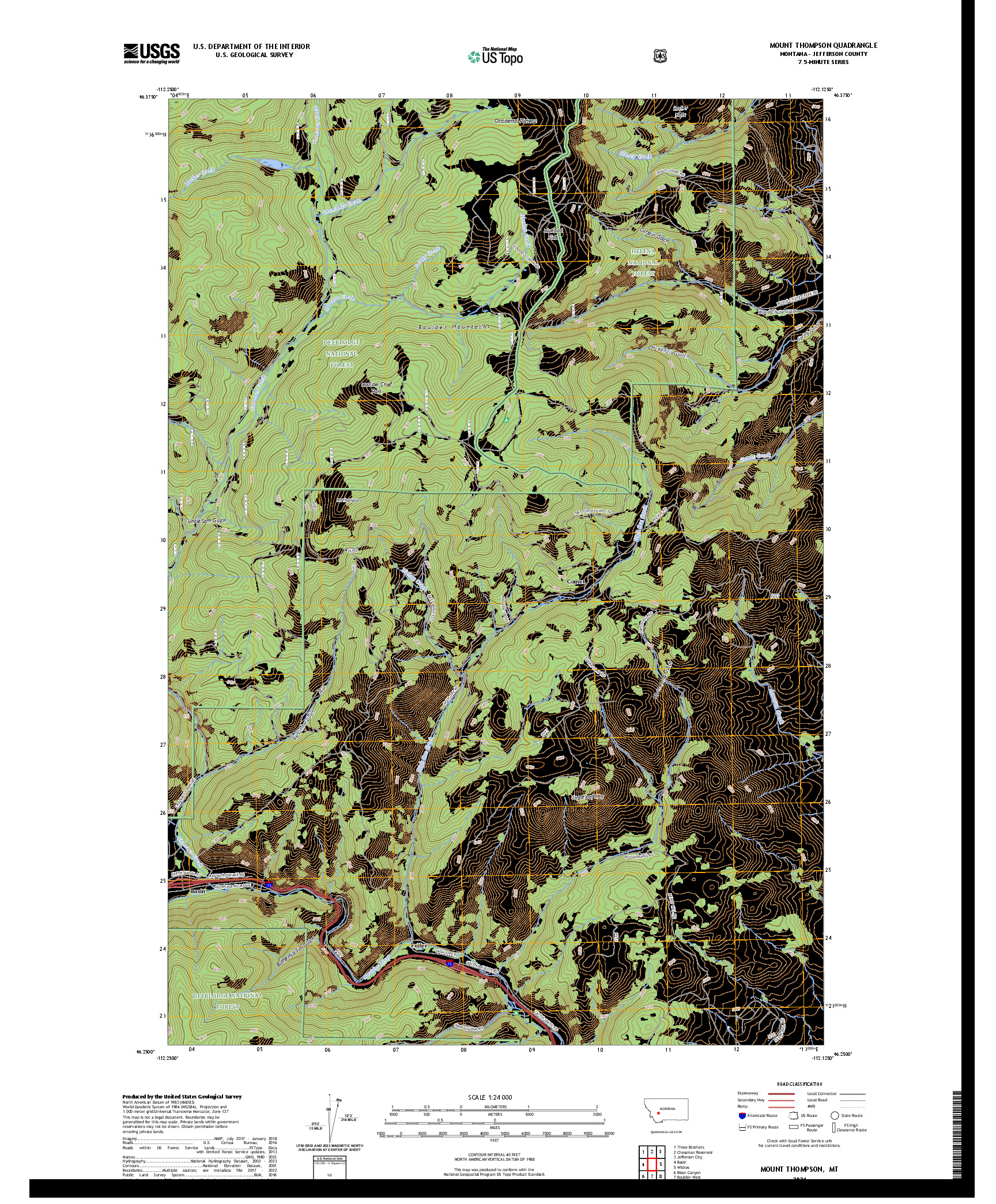 US TOPO 7.5-MINUTE MAP FOR MOUNT THOMPSON, MT